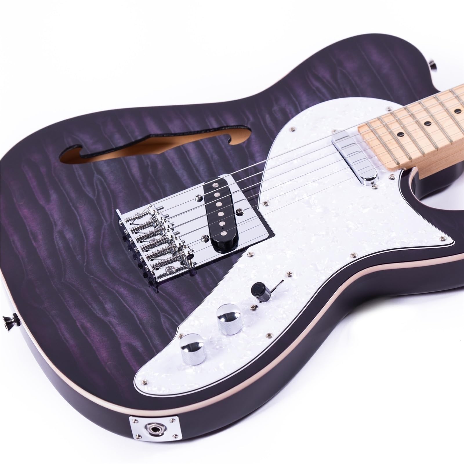 Kit de iniciación de guitarra eléctrica, 22 trastes, F Hole Jazz, guitarra eléctrica (verde)