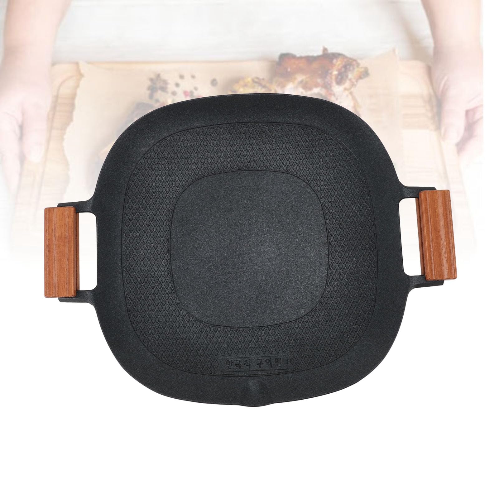 SEAFRONT Alloy BBQ Griglia Padella, 15.2x12.6in Fondo Piatto