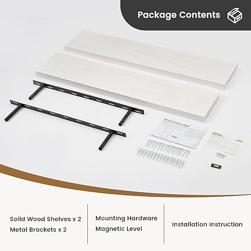 Miniatura 7 de Estantes flotantes de 36 pulgadas de largo, 8 pulgadas de profundidad, madera de pino maciza rústica de alta calidad para almacenamiento, montaje en