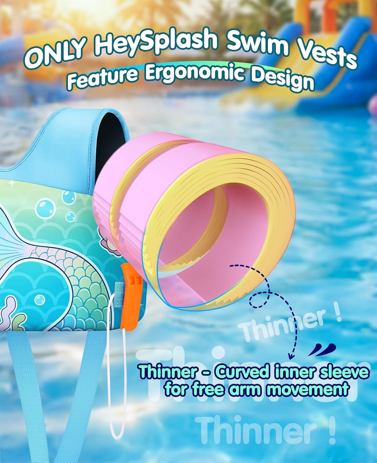 HeySplash Toddler Swim Vest, Infant Floaties Fit 13-20-33 Lbs, Puddle Kids Jumper with Crotch Strap & Safety Buckle, Baby Pool Float Jacket Arm Floaties Floatie Water Wing, Boat Swim Trainer Aid 1-3