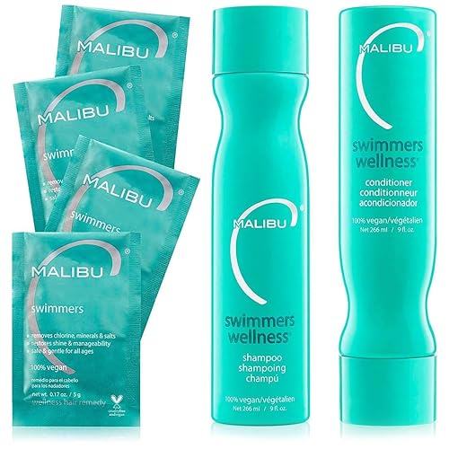 Malibu C Swimmers Wellness Collection - Hidratante, restaurando el brillo del cuidado del cabello para nadadores - Previene y protege la