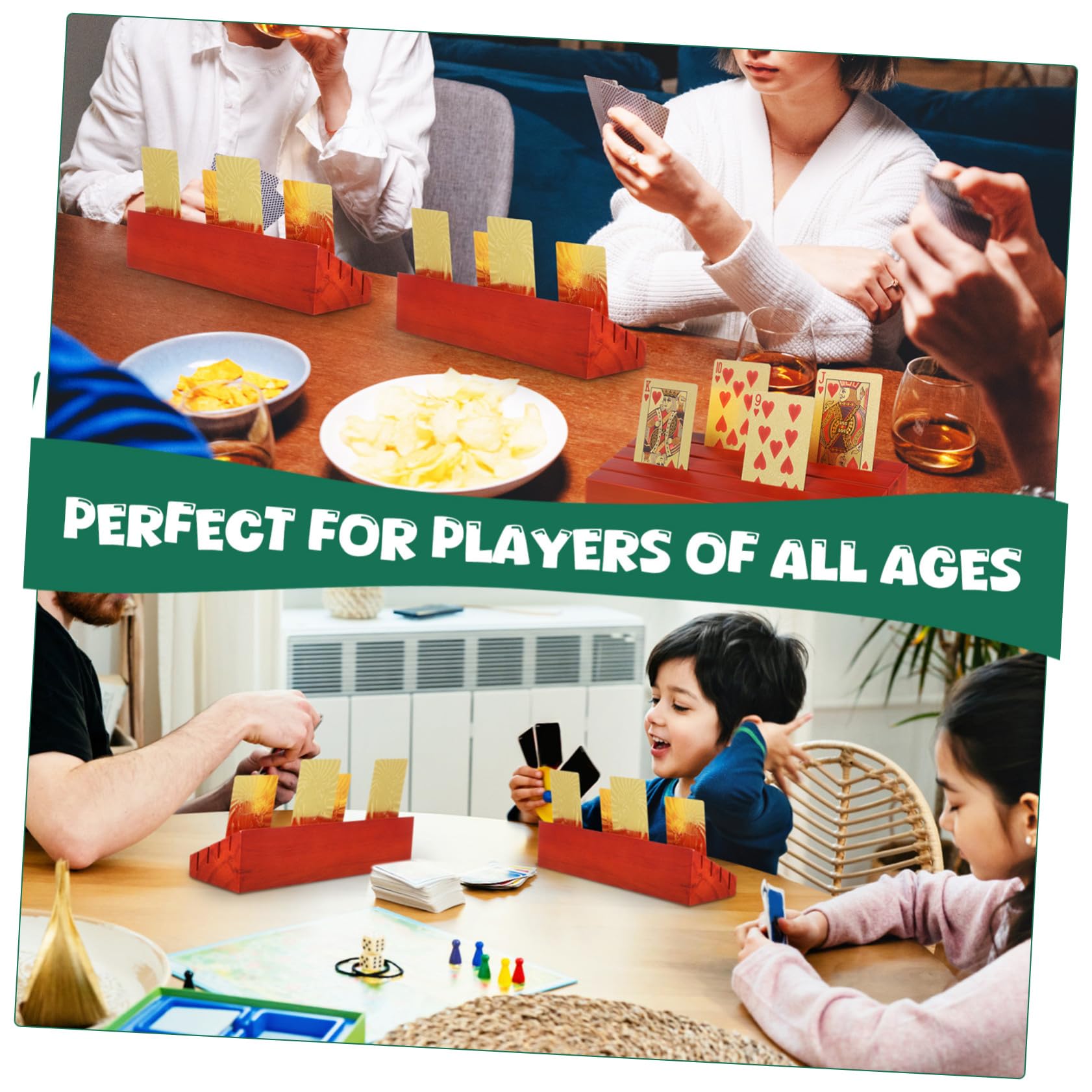 2 Stück Basis Für Spielkarten Anzeigekarten Kind Spielkartenhalter Für Erwachsene Oh Kartenanzeigestand Zeigen Kartenspielhalter Kartenhalter Für Spielkarten Deck Kiefernholz Braun