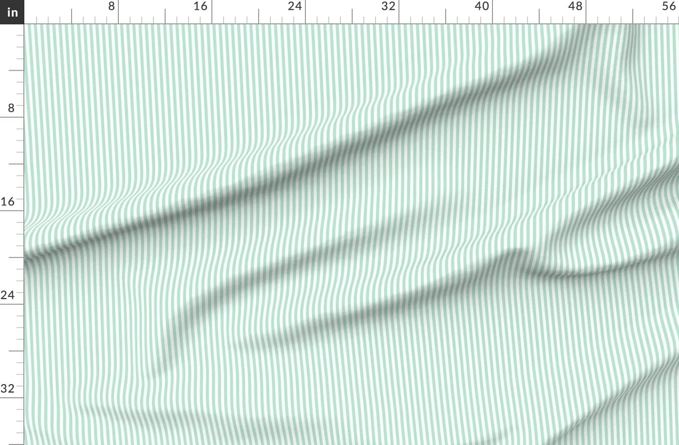 Spoonflower Fabric - Stripes Vertical Mint Green Striped Printed on Organic Cotton Sateen Fabric by The Yard - Sewing Quilting Apparel Home Decor