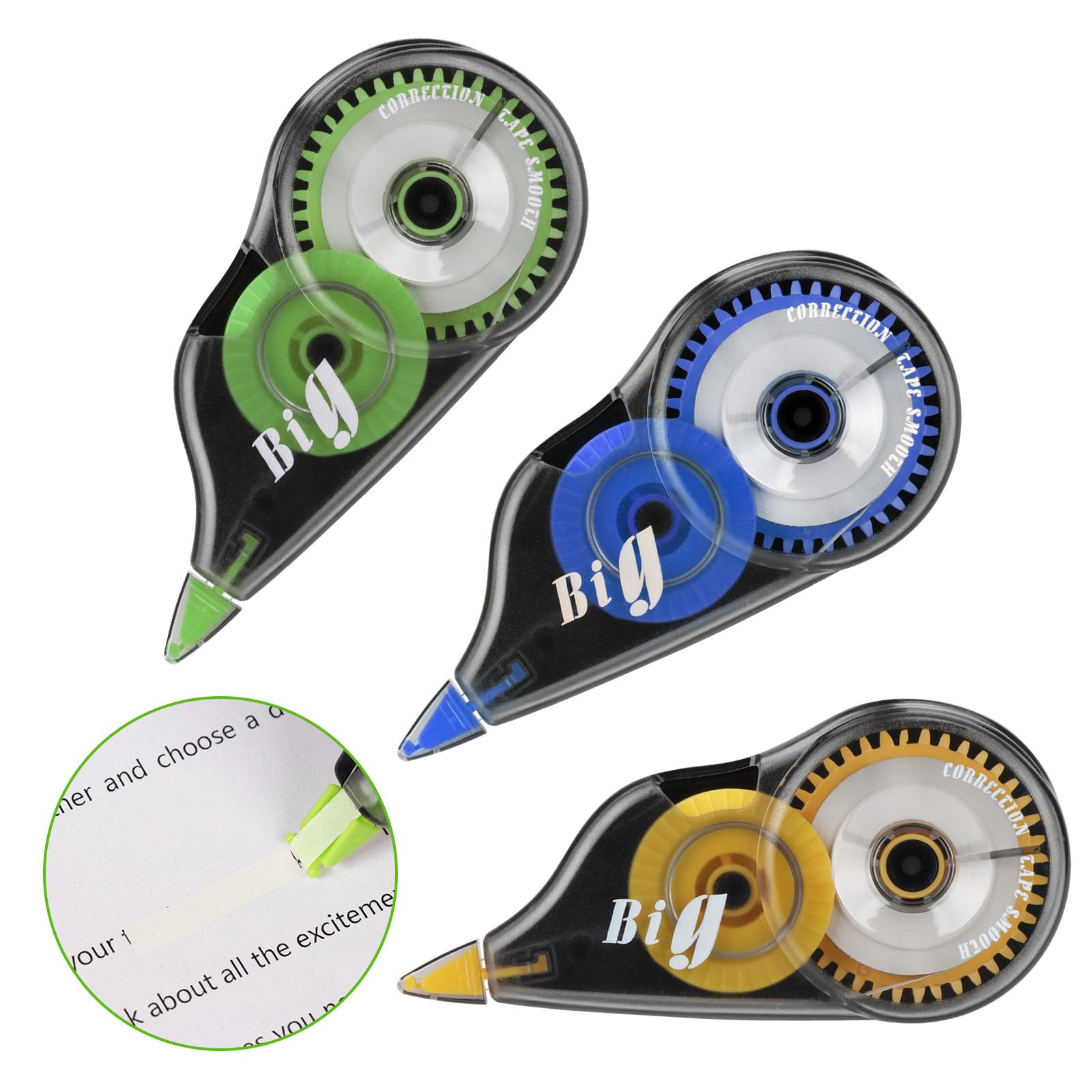 EooUooIPCorrection Tape, 3 Pcs White Out Correction Tape Easy To Use Applicator Large Capacity, Cute Correction Tapes for Students Instant Corrections
