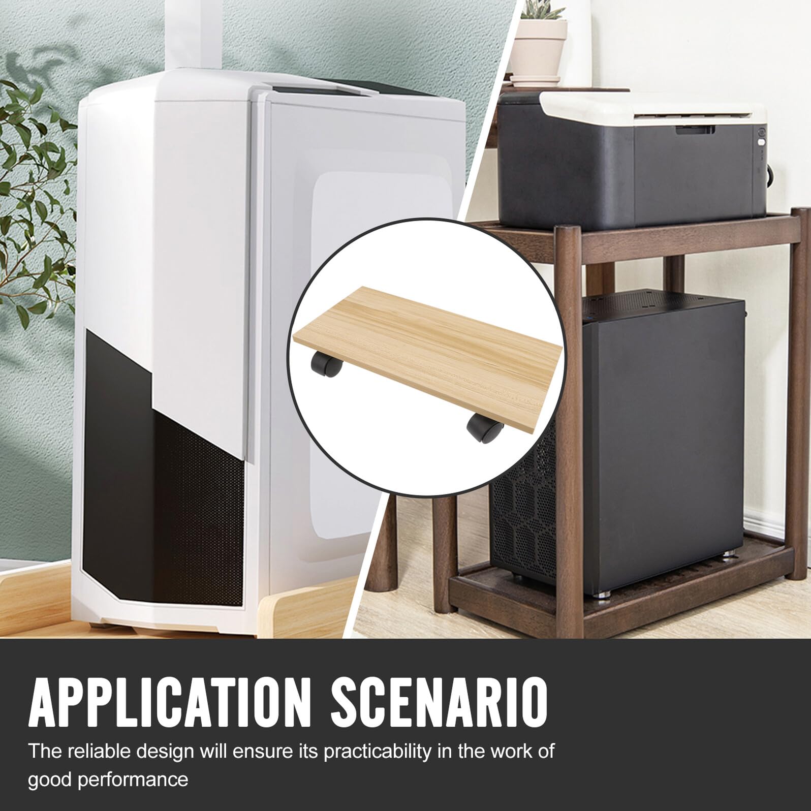 Soporte Rodante para Torre de PC de Madera Base Ajustable y Ruedas Giratorias Soporte de Suelo para Ordenador Capacidad de Carga Carrito Móvil para Escritorio Adecuado para
