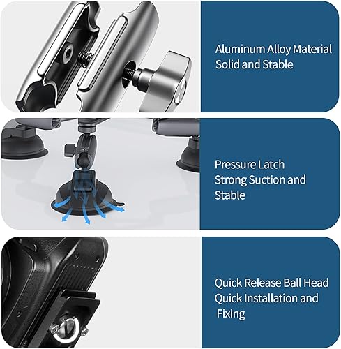 Miniatura 4 de TELESIN Trípode resistente con triple ventosa para GoPro 13 Insta360 X5 DJI Action 5 Pro DSLR sin espejo, salpicadero, parabrisas, ventana, soporte