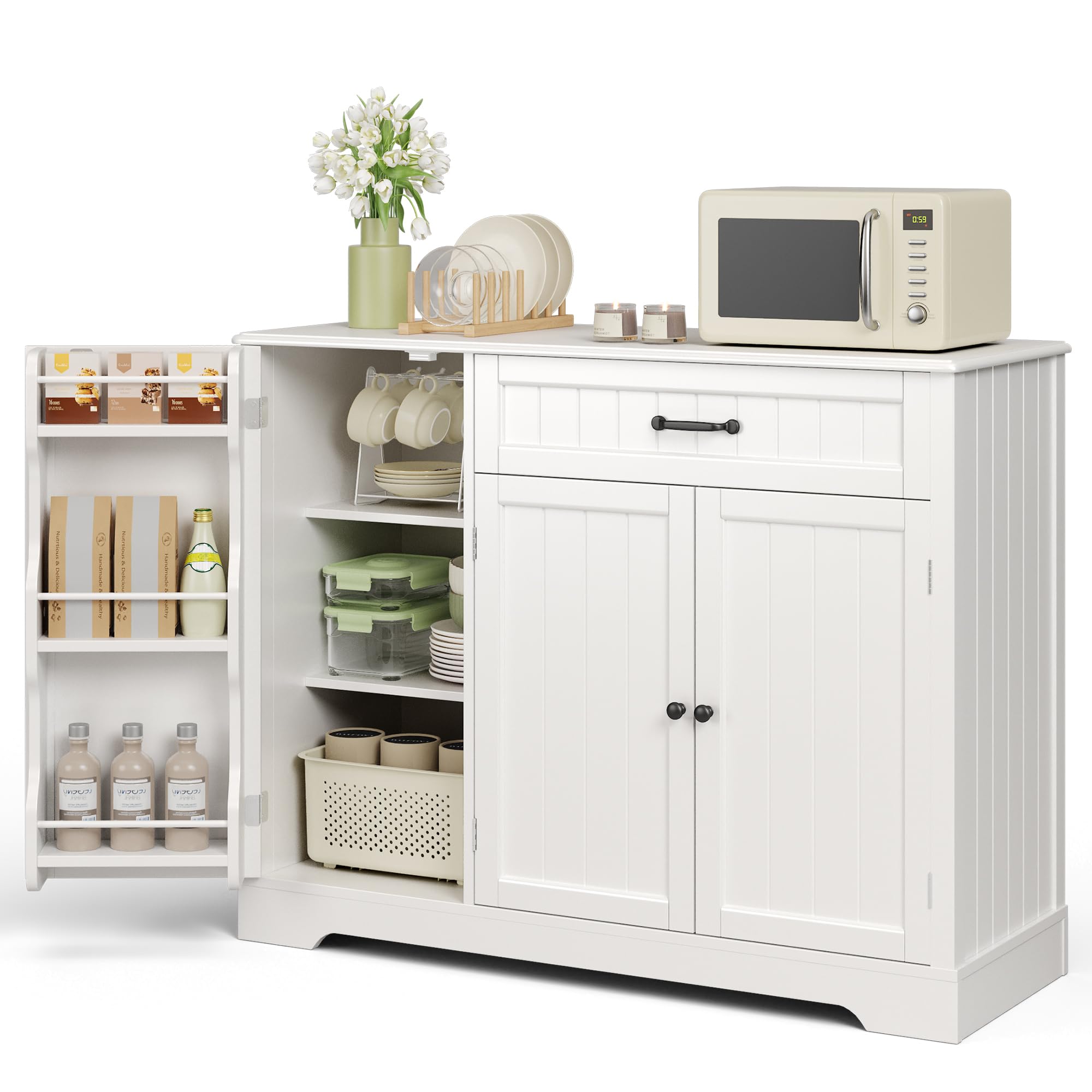 Ahomly 42'' Buffet Cabinet, Coffee Bar Cabinet for Living Room, White
