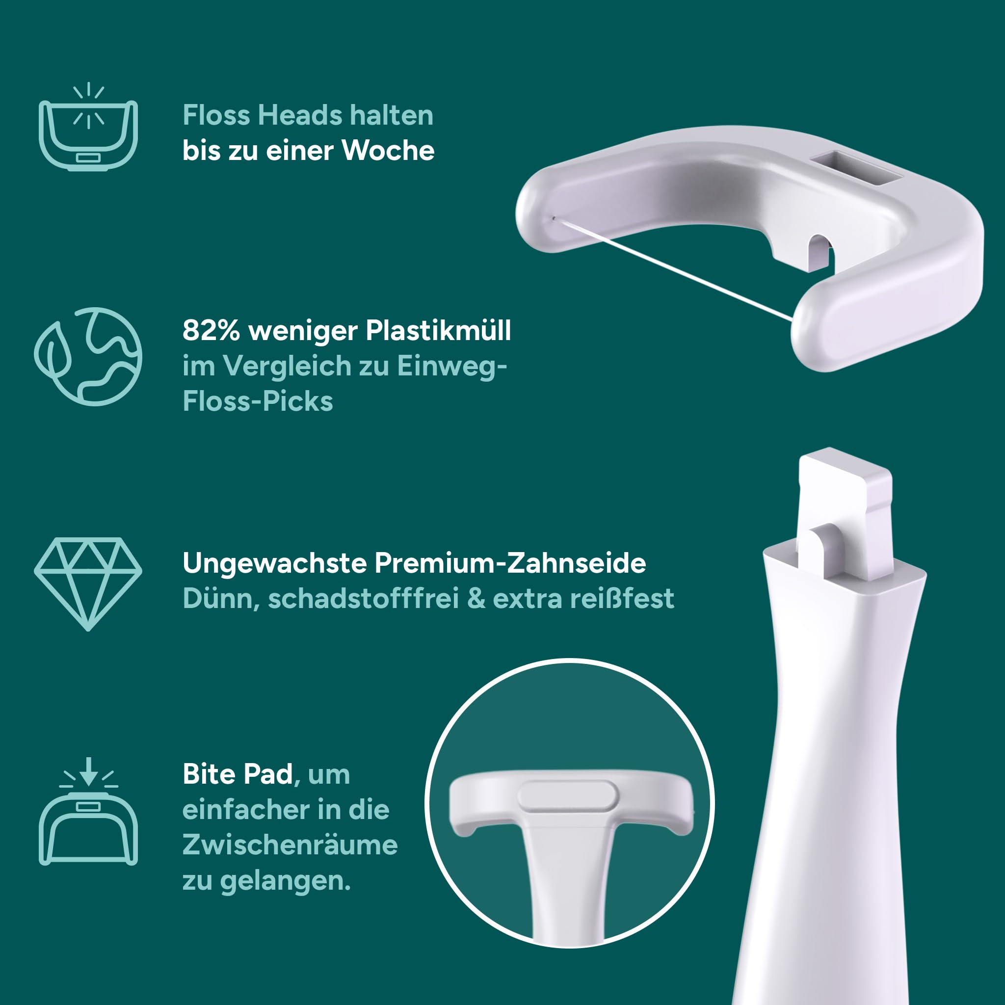 Zahnseide Aufsätze für esaflosser One, 25 Ersatzköpfe elektrische Zahnseide, Floss Heads für Zahnzwischenraumreinigung, 6 Monate Vorrat (Schwarz)