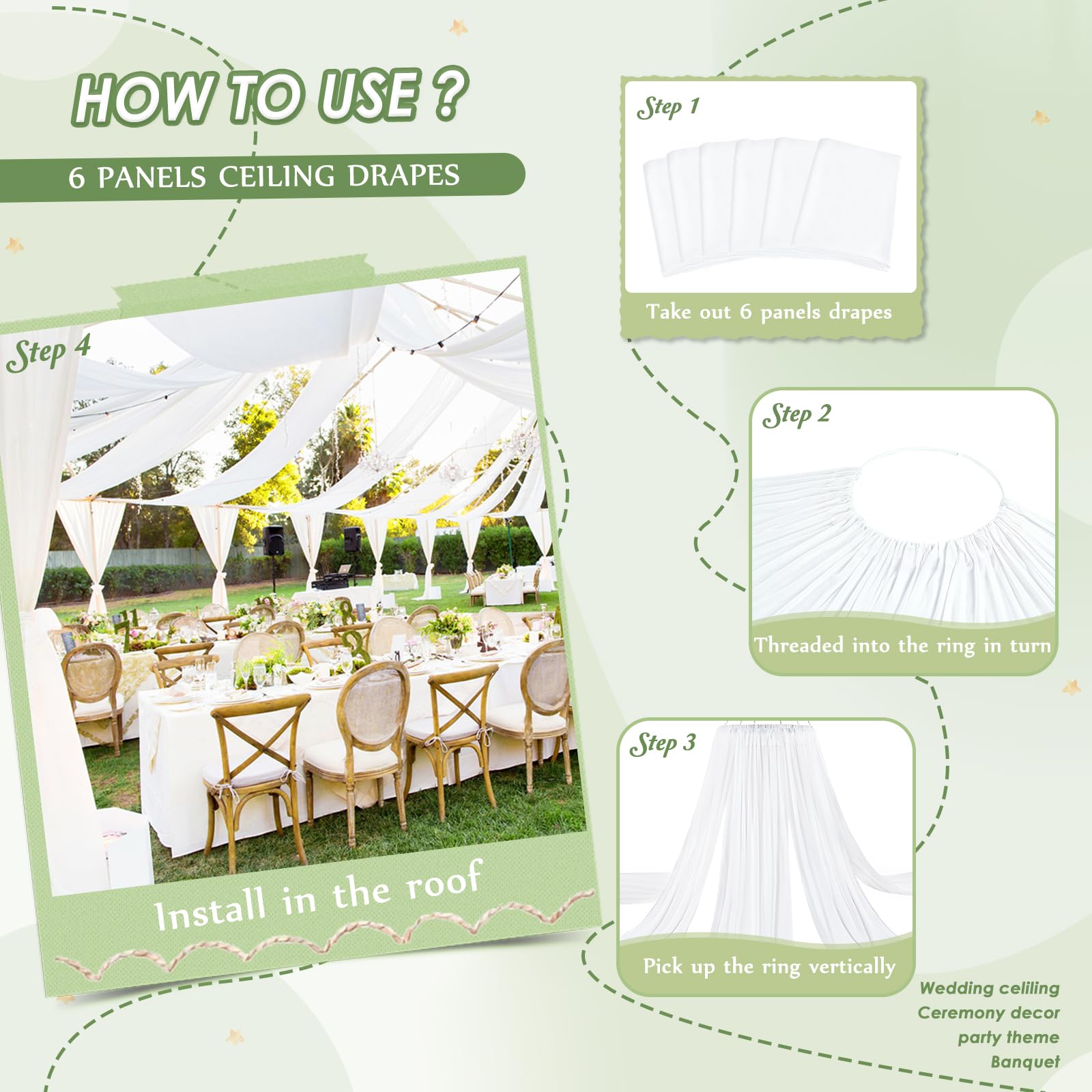 Stoffa per Tende per Arco Nuziale, Tulle Matrimonio 70*550cm, Decorazioni Matrimonio Giardino, Mantovana Tenda, Arco per Matrimonio, Chiffon Tessuto Tende Voile Feste Casa Drappeggio (Misto