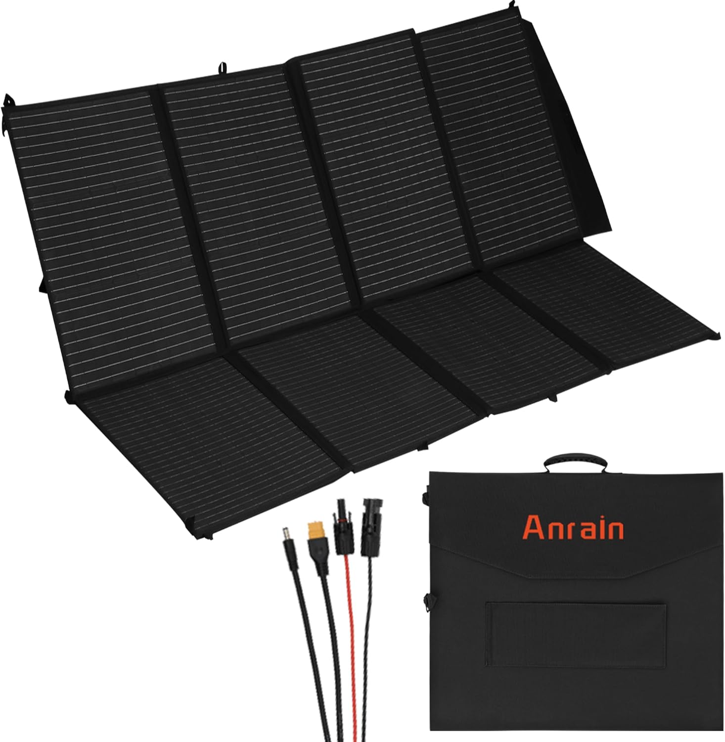 400W Portable Solar Panel, with 4-in-1 Connector and MC4 Output, IP65 Waterproof with Adjustable Stand, 400W Foldable Solar Panel for Power Station, RV, Off Grid Blackouts, 23% High Efficiency