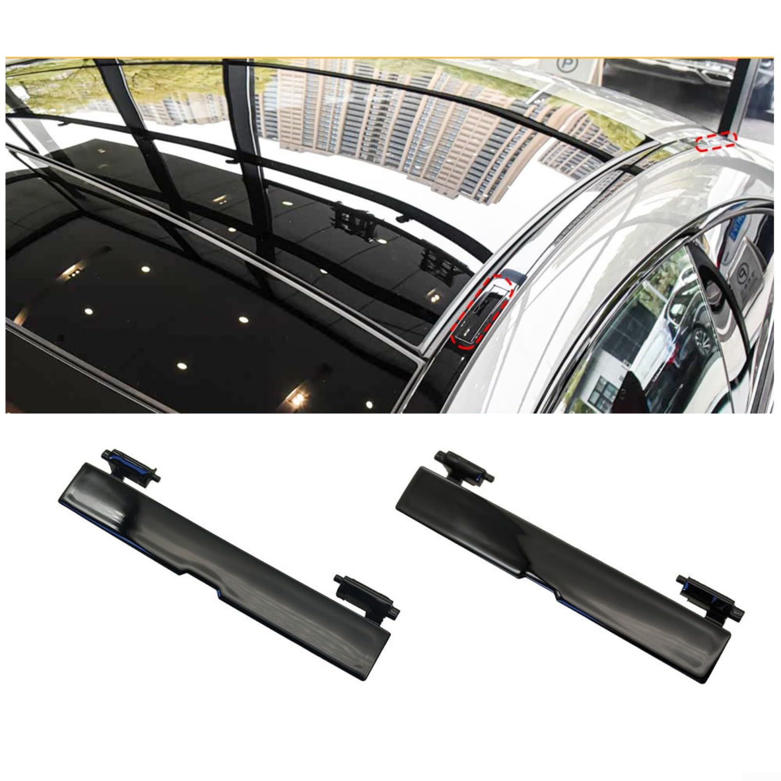 Copertura per barre portatutto per Mercedes-Benz per classe cle W236 2024-2026, copertura portapacchi ABS nero opaco, OEM 2366905902 (anteriore nero)
