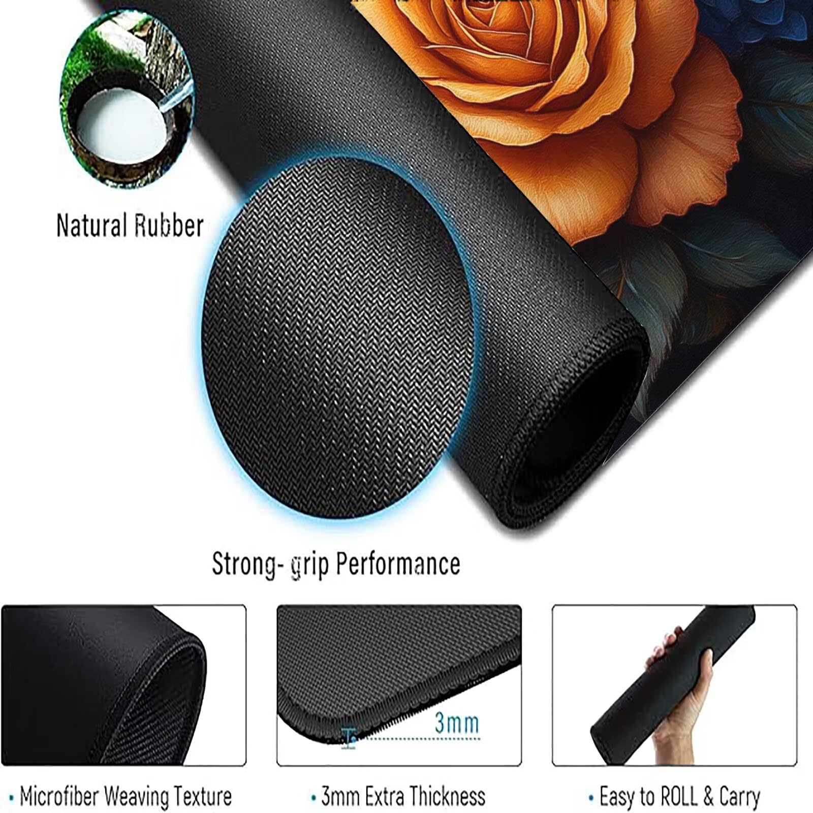 Podkładka pod mysz XXL 1600 x 800 mm żółta podkładka pod mysz kwiaty mata podkładka pod mysz do gier antypoślizgowa gumowa podstawa zszyte krawędzie akcesoria biurowe do gier do biura i komputera