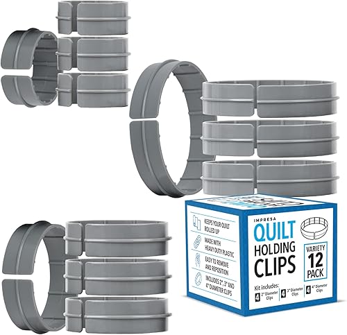 Impresa Paquete variado de 12 anillos de acolchado de 2,3,4 pulgadas de diámetro, pinzas versátiles para colchas a máquina y suministros de costura,