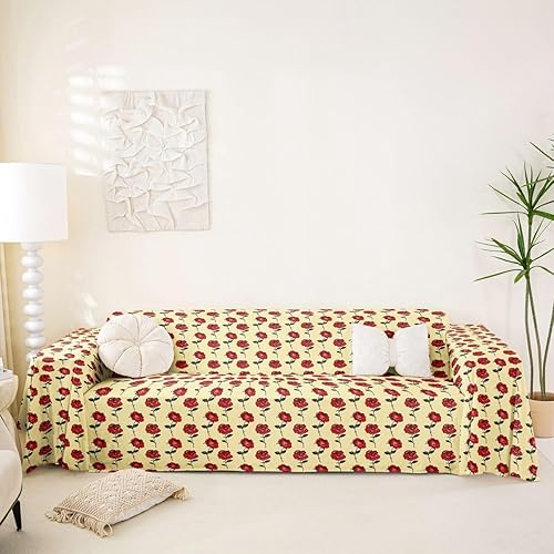 Vista 18 de Erosebridal Funda de sofá con diseño de mariposas de 71 x 102 pulgadas, antideslizante, diseño de girasol, valla de madera, bonito diseño floral