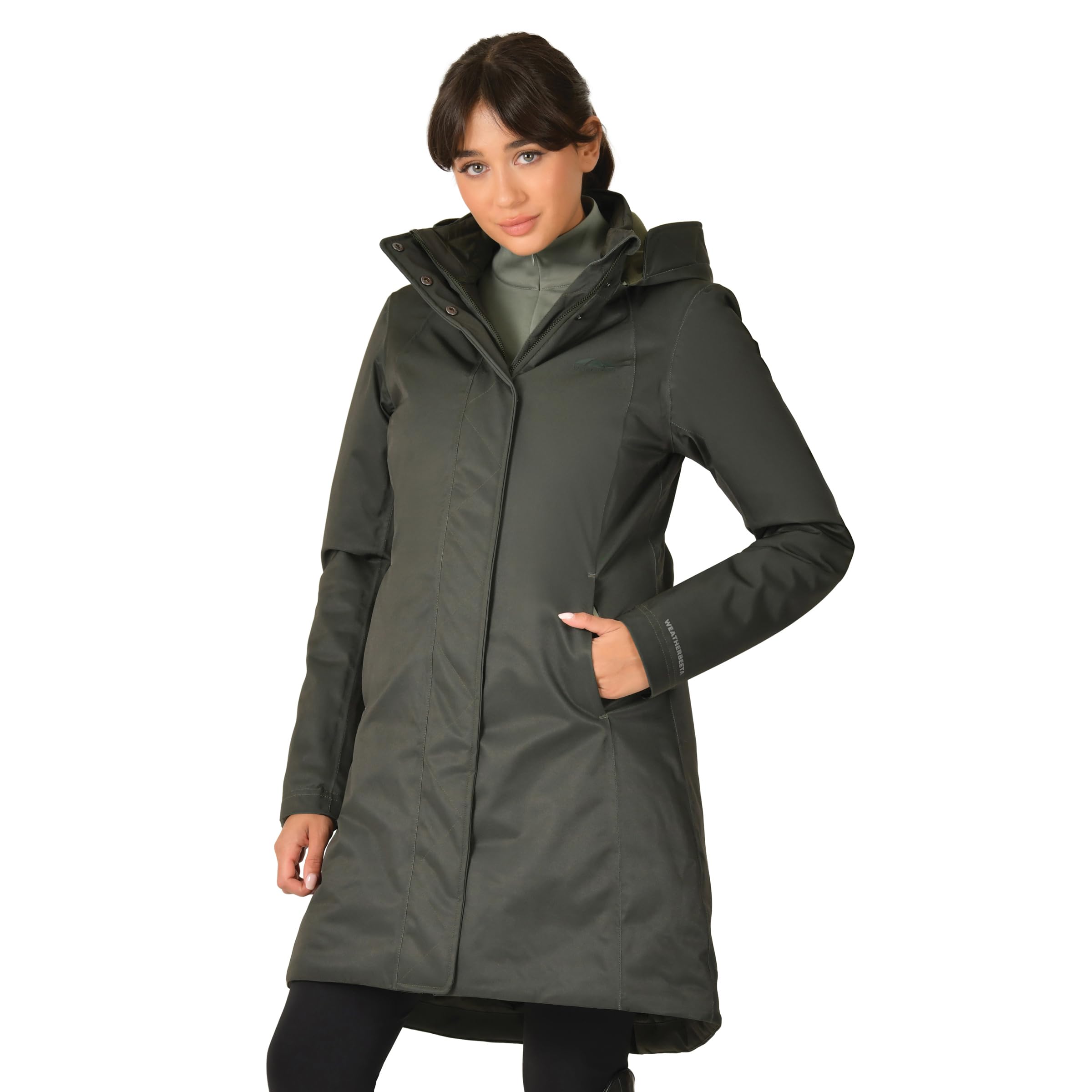WeatherBeeta All Purpose Waterproof Longline Equestrian Jacket, Midnight Green, Ladies Extra Small/8