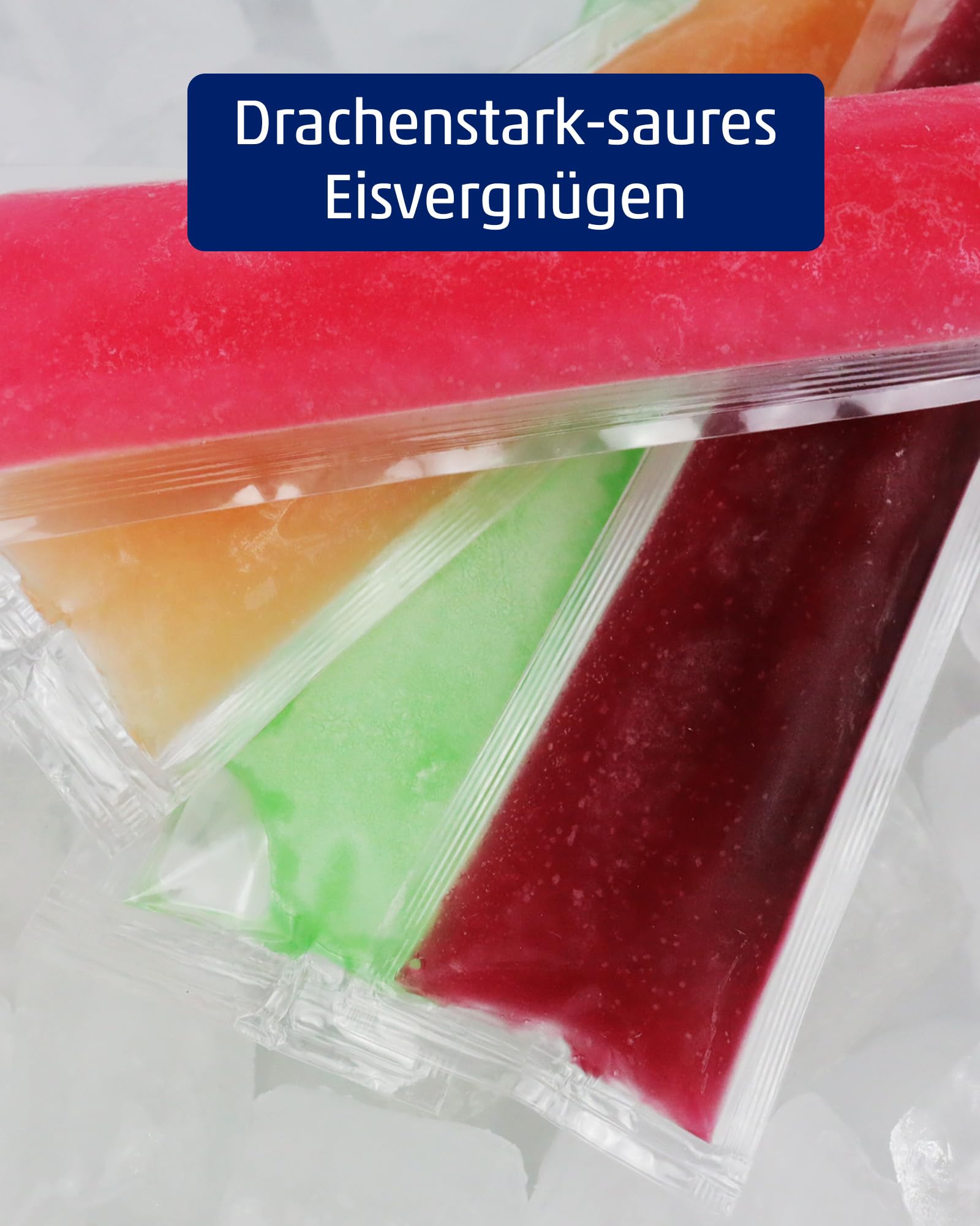 hitschies Saure Drachenzungen Wassereis - Fruchtig-saures Wassereis - Erdbeere, Apfel, Pfirsich & Kirsche - Vegan - 24 x 400ml