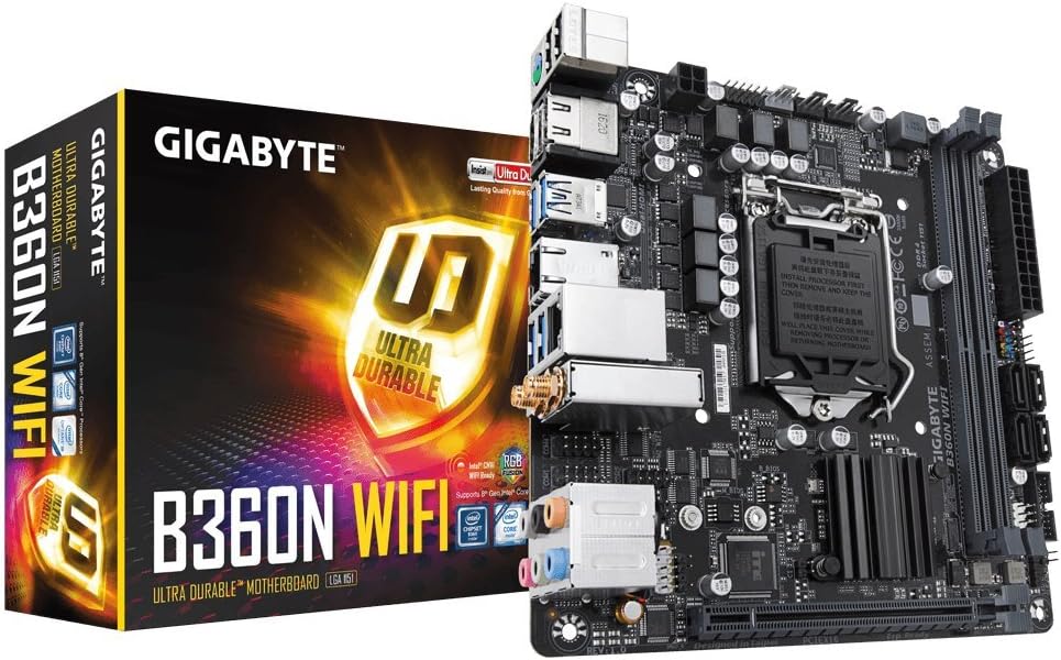 GIGABYTE B360N WiFi (LGA1151/Intel/B360/CNVi 802.11ac Wave2 2T2R Wi-Fi/Mini ITX/DDR4 Motherboard)