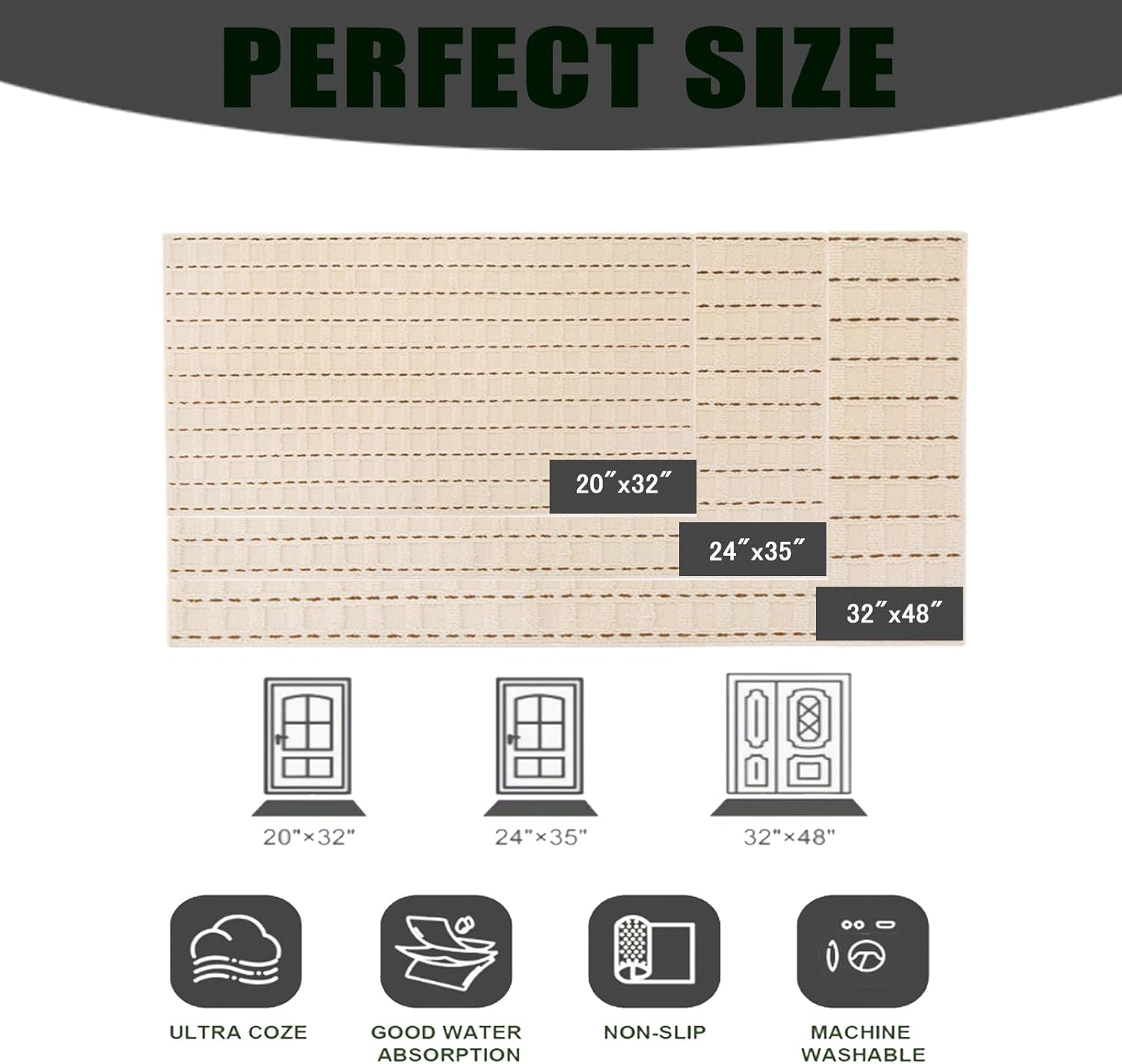 Modern with Blue Stripes,Welcome Door Mats Outdoor Indoor,Stain and Fade Resistant, Non-Slip Backing Entry Mat Low Profile Doormat for Entryway，Suitable for Living Room and Front Door Entrance 32“X48'