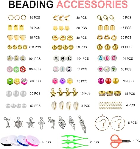 Vista 72 de Redtwo Kit de 23000 cuentas de arcilla para hacer pulseras de la amistad, 7 cajas de 144 colores, juego de cuentas Heishi de polímero plano