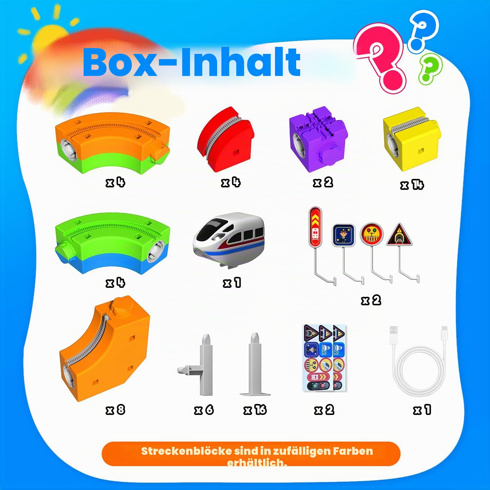Goody King Eisenbahn Kinder Elektrisch 69 Teile - 3D DIY Magnetzug Set mit Cube Track, Enthält Züge und Verkehrsschilder, Kreatives Lernspielzeug STEM Geschenk für Kinder 4-12 Jahre
