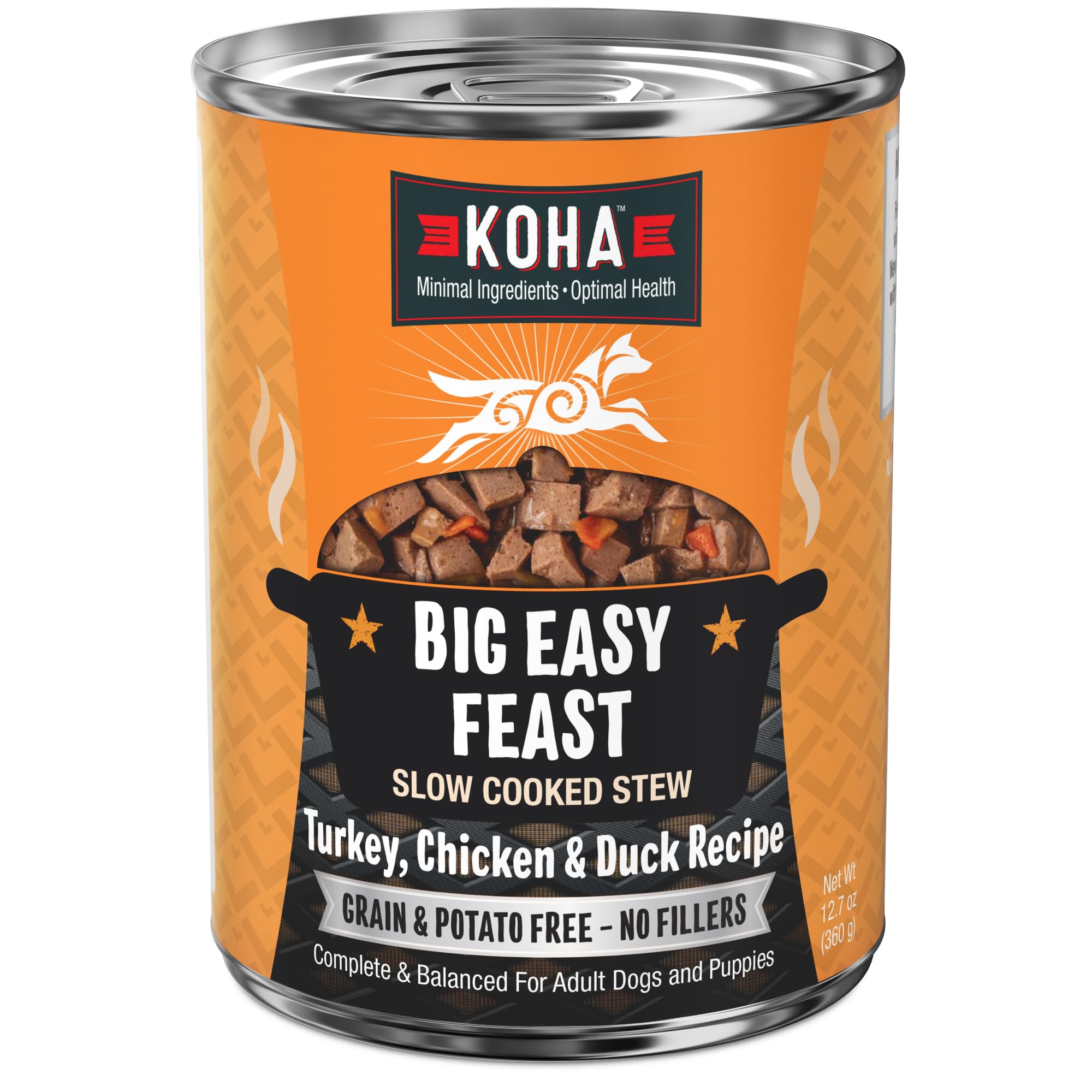 KOHA Big Easy Feast Stew for Dogs with Turkey, Chicken, and Duck, High Protein Wet Dog Food, 12.7oz Cans (Case of 12)