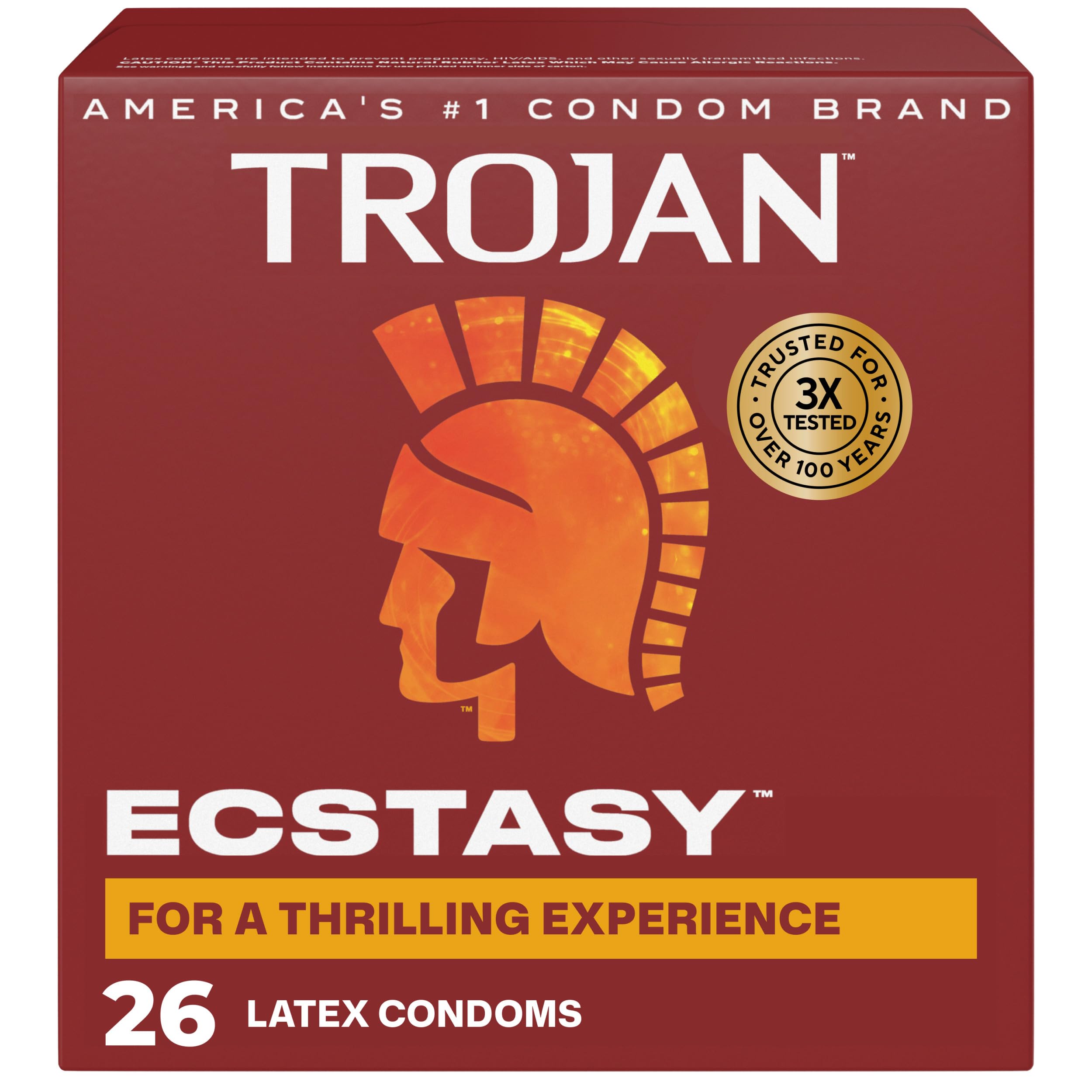 Trojan Ultra Ribbed Ecstasy Lubricated Condoms, 26 Count