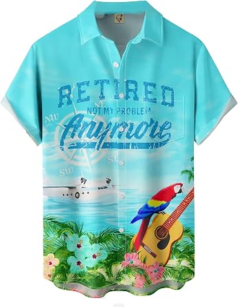 Hardaddy Mens Summer Hawaiian Shirts Funny Performence Printed Button Down Casual Bowling Shirt