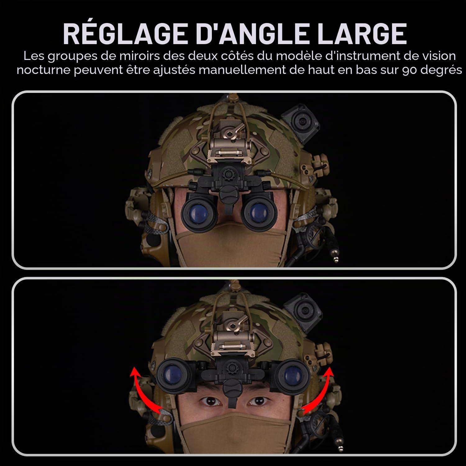 Zhongren Lunettes de Vision Nocturne Monture Cosplay Prop Tactique Modèle factice Lunettes de Vision Nocturne Jumelles à Quatre Tubes sans Fonction NVG Modèle en Plastique (modèle AN/PVS31, Noir)