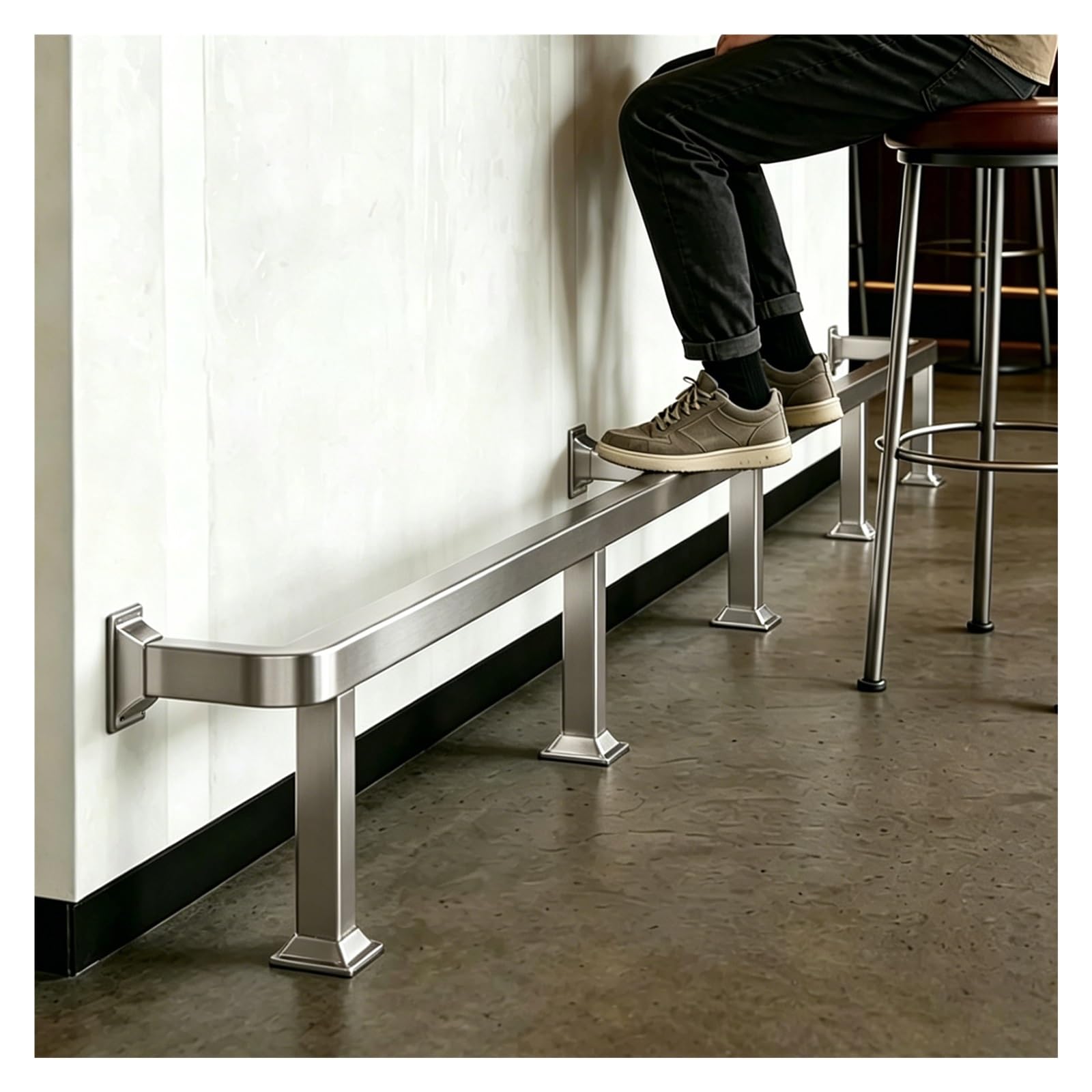 ZJKXJH Stainless Steel Foot Rail Kit for Kitchen/Office Counter, Customizable Length Foot Rail for Bar, Indoor/Outdoor Footrest Bar, Rust Prevention(Silver,15.6'/475.5cm)