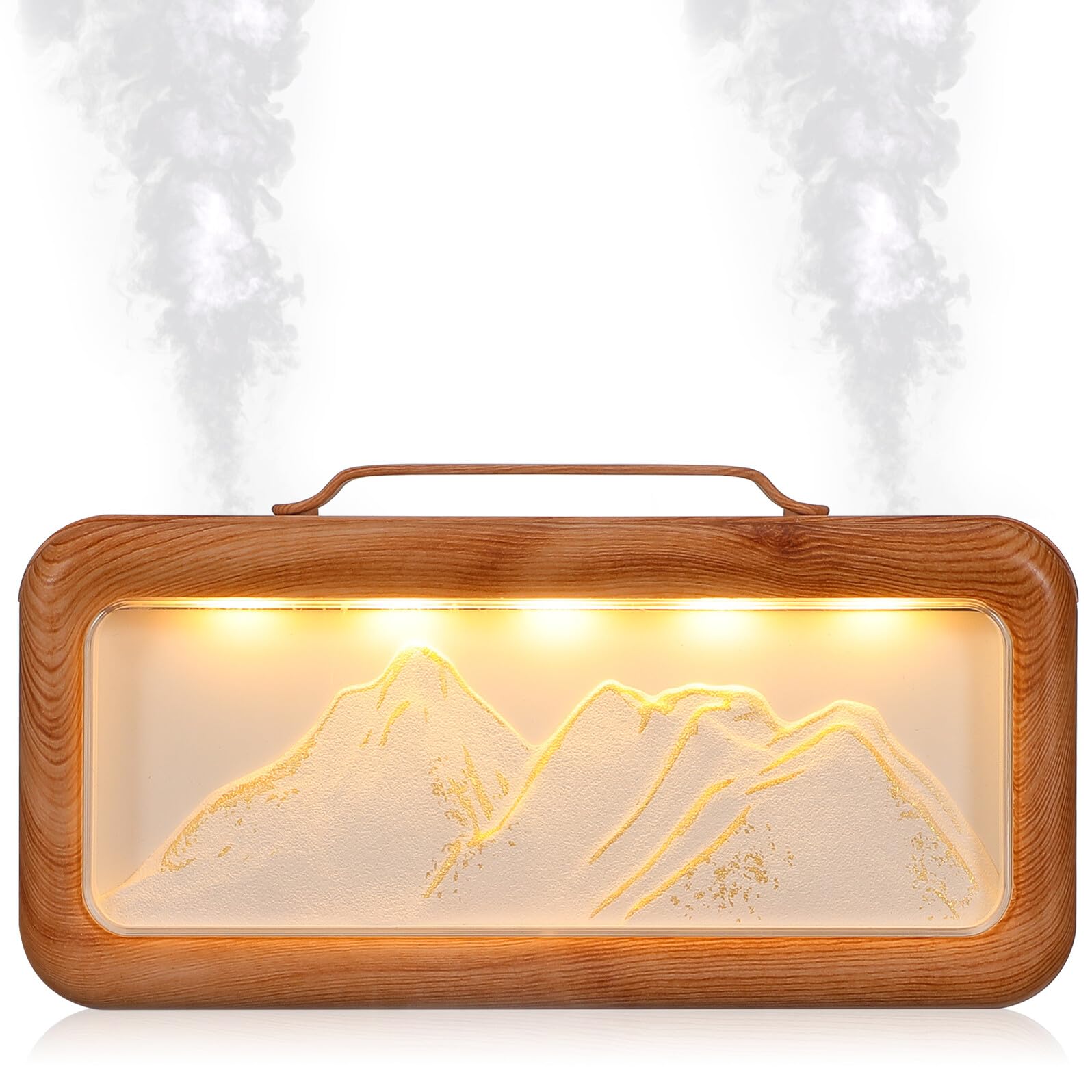 Beavorty Humidificador de Escritorio Mini de 600 Ml Diseño de Veta de Madera y Doble Pulverización Silenciosa, Humidificador Portátil para Dormitorio, Oficina y Habitación de Ñiño