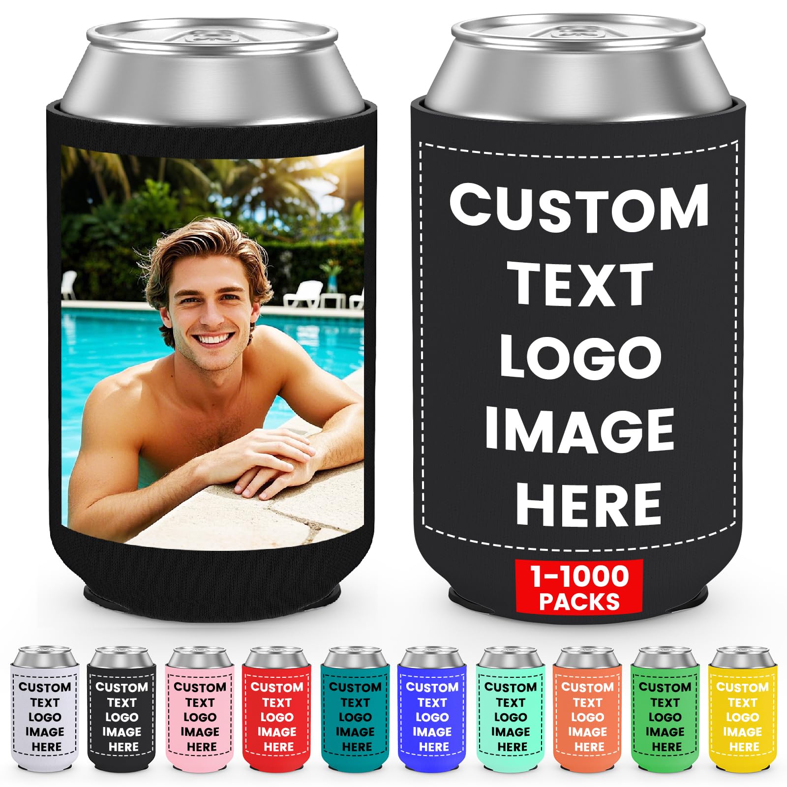Custom Can Coolers Sleeves 100Pcs Insulated Neoprene Drink Bottle Holder With Personalized Photo Text Logo Bulk for Men Summer Holiday Bachelor Gifts Wedding Party Supplies