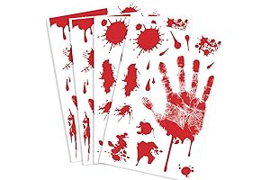 KUUQA 4 Pcs Bloody Handprint Clings Horror PVC Stickers Decals for Halloween Decorations