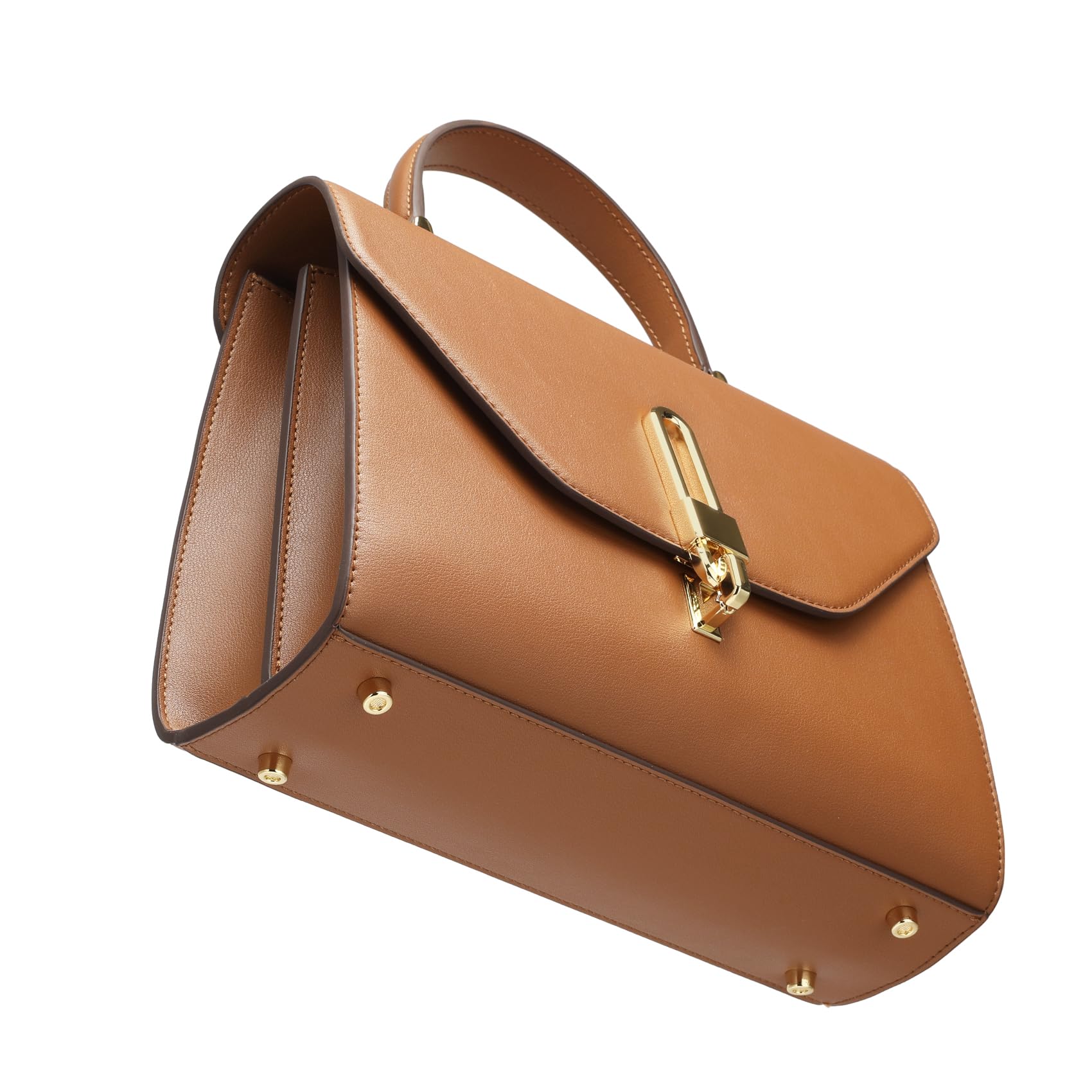 Bolso de mano para mujer, de piel, 3 compartimentos, viene con correa de hombro extraíble (marrón), marrón