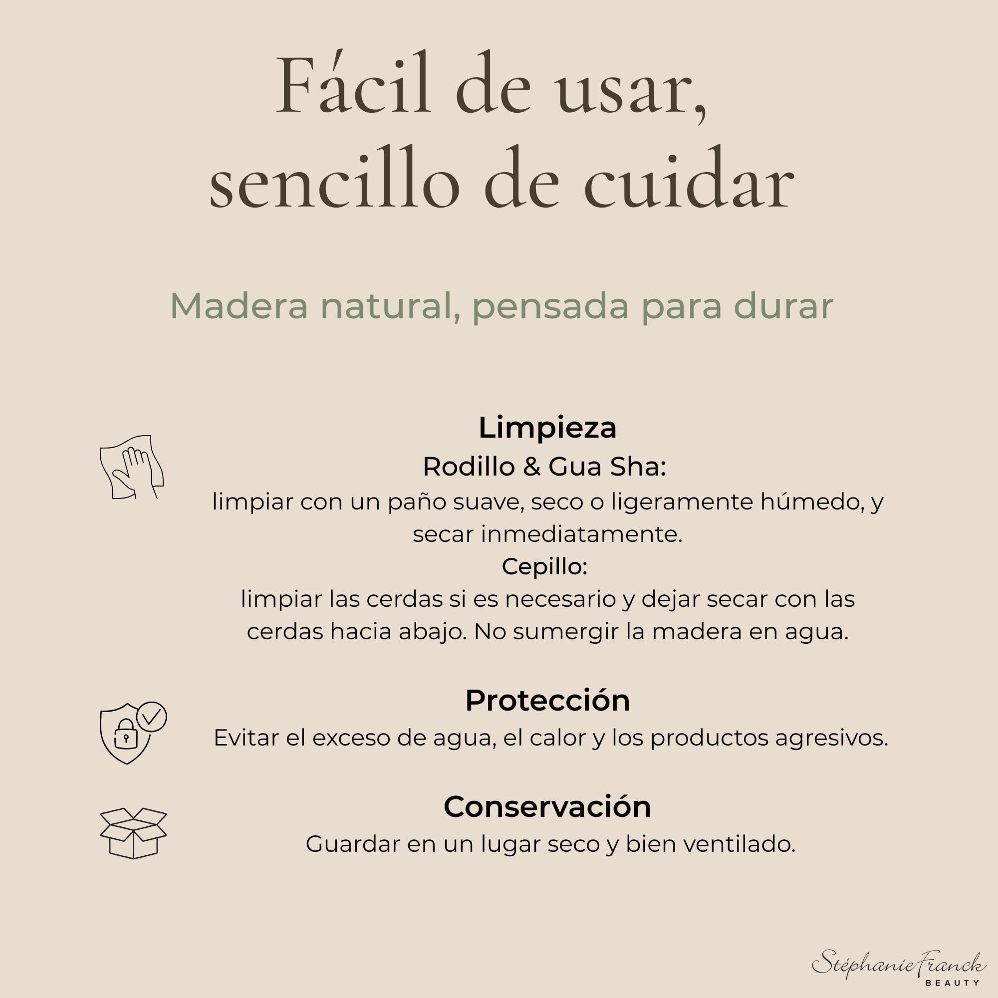 Set de Maderoterapia en Madera, 3 Piezas con Rodillo Masajeador, Gua Sha Corporal y Cepillo en Seco, para Piernas, Muslos, Abdomen y Brazos