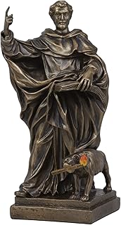 Ebros Religious Catholic Priest Saint Dominic of Osma with Hound Dog Statue Patron of Astronomers Founder of Dominican Order Rosary of Mary Home Decor Inspirational Altar Figurine