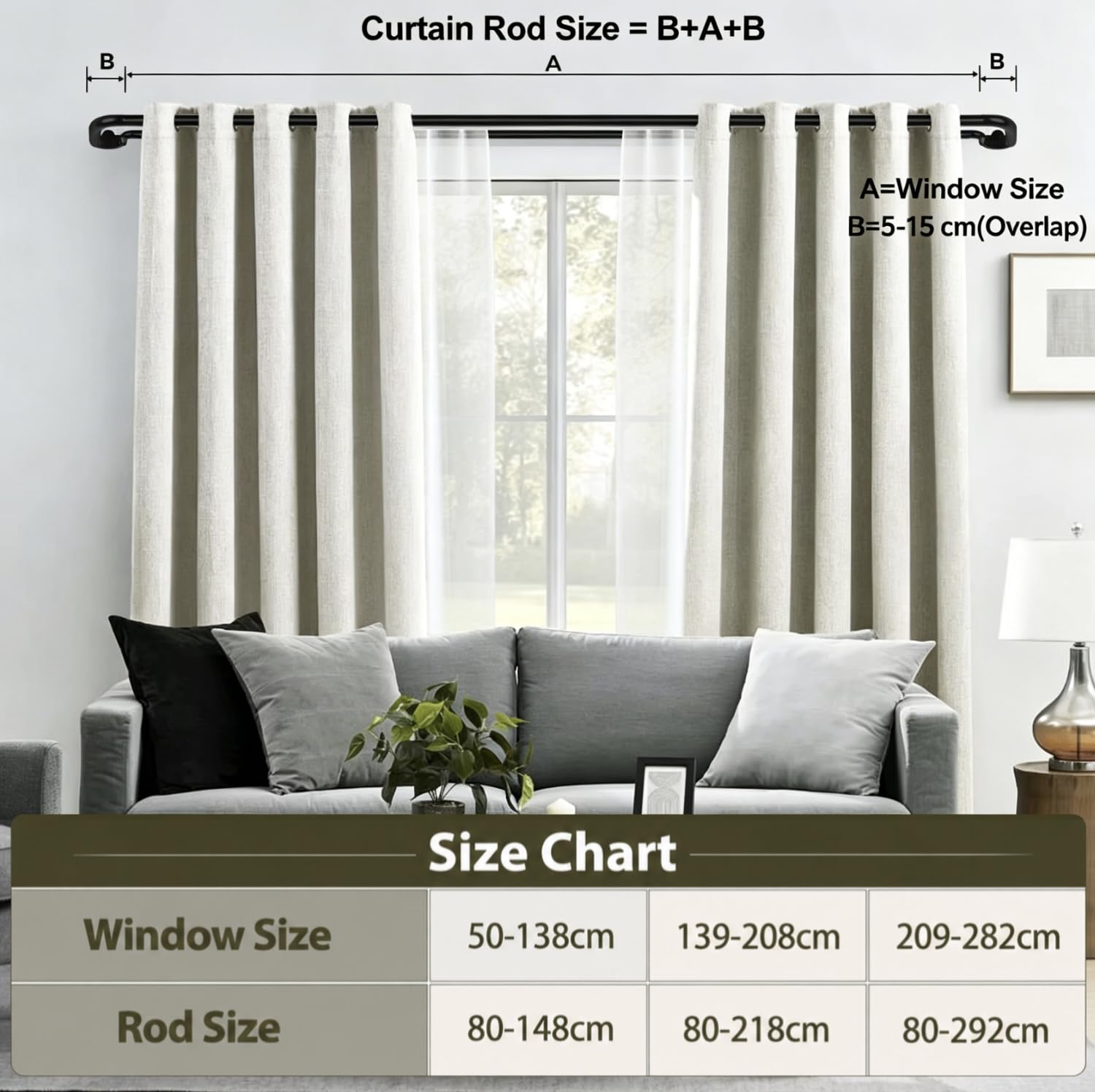 HOTOZON Barra Doble para Cortinas 76-122 cm, Diseño Envolvente y Extensible 19 mm en Negro Opaca, para Dormitorio y Salón