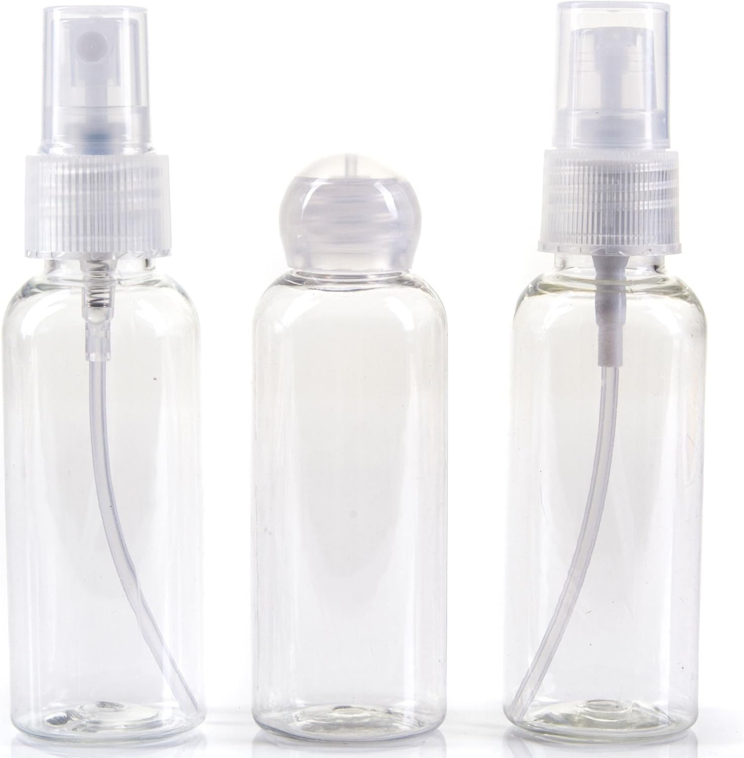 3X 50ml Travel Spray Bottle Set Airport Security/Flight Holiday Clear