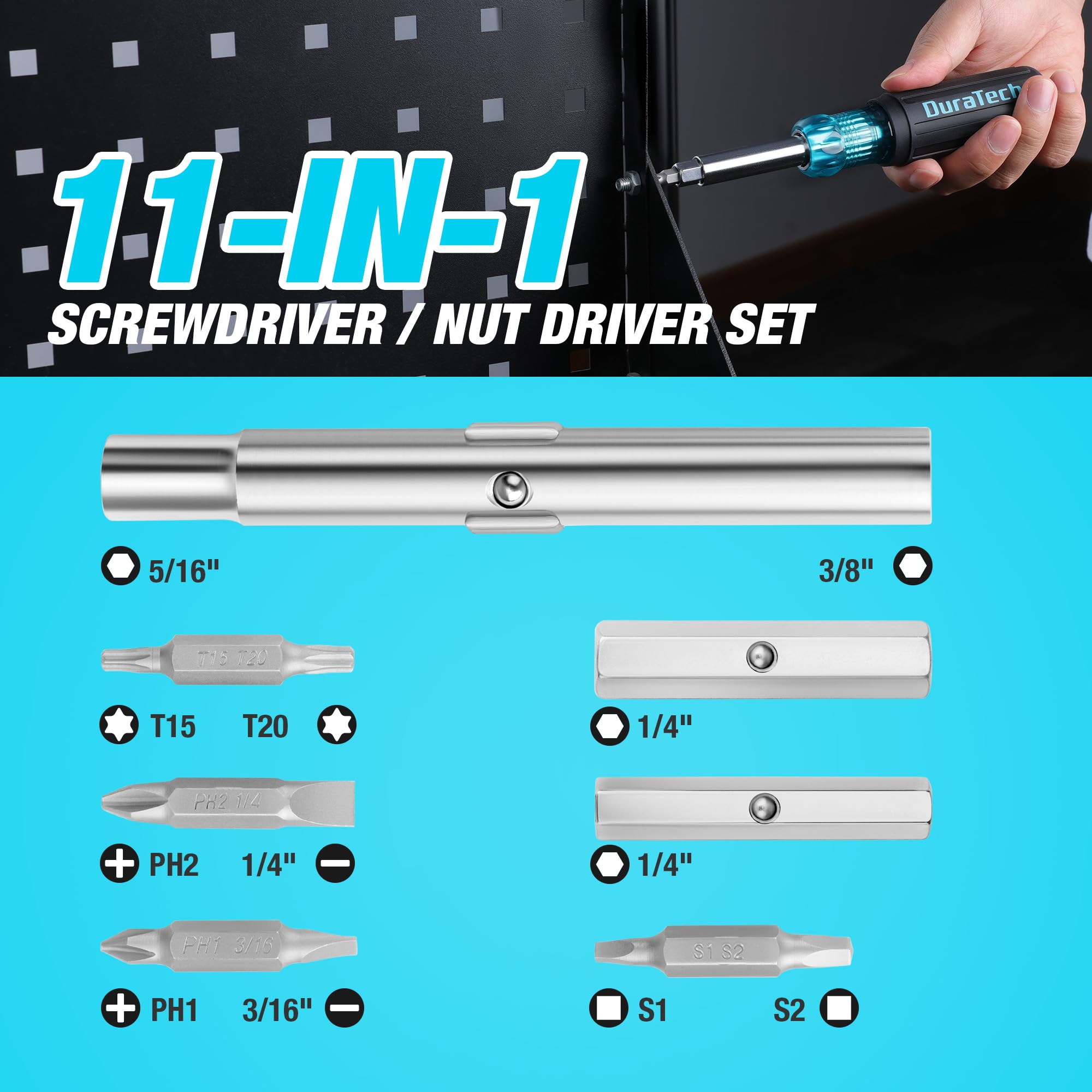 DURATECH 11-in-1 Screwdriver Set - Nut & Screw Driver -4