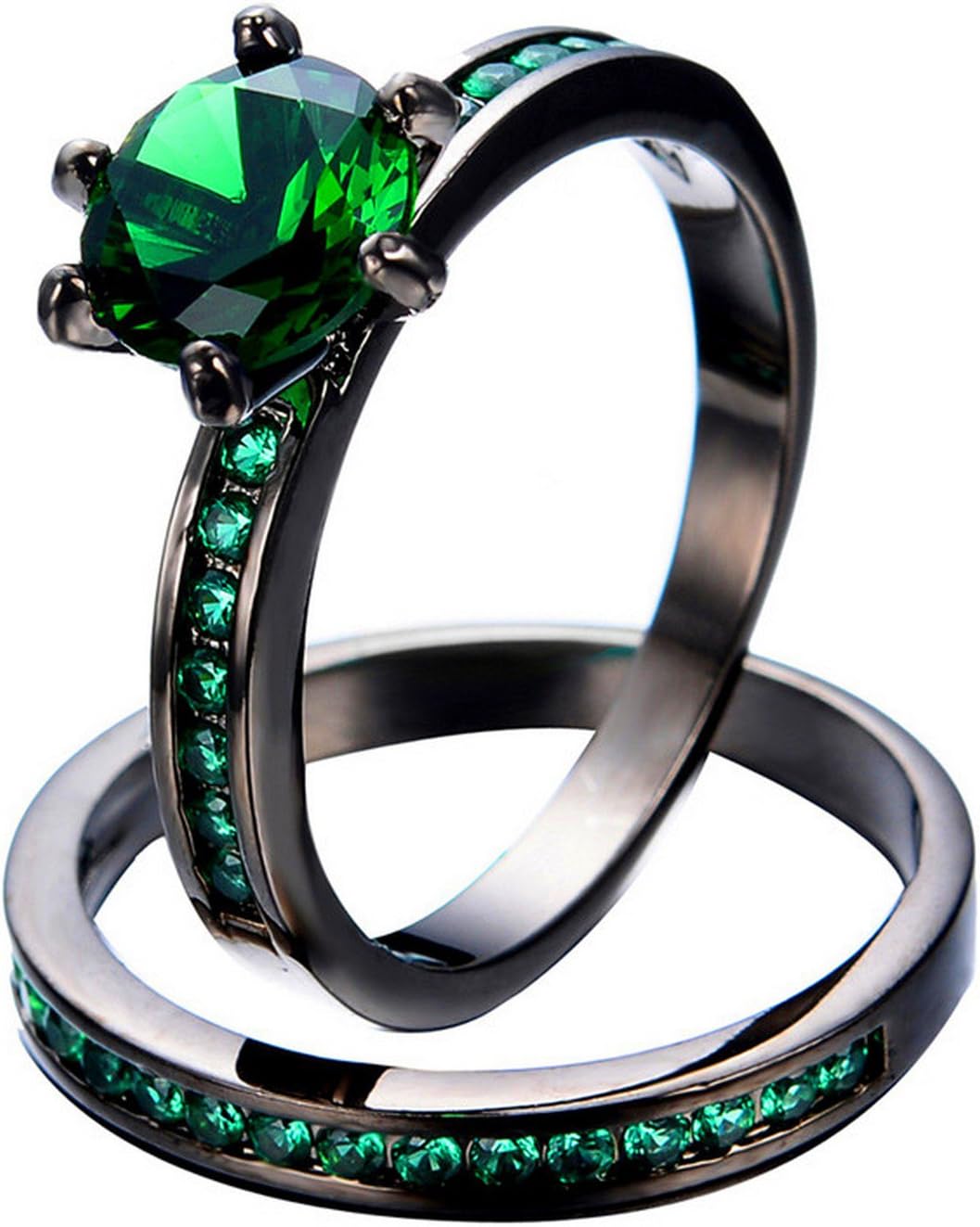 Gemmart Ring Sets Wedding Green Zircon RingFor Men sterling silver engagement ring men fashion rings