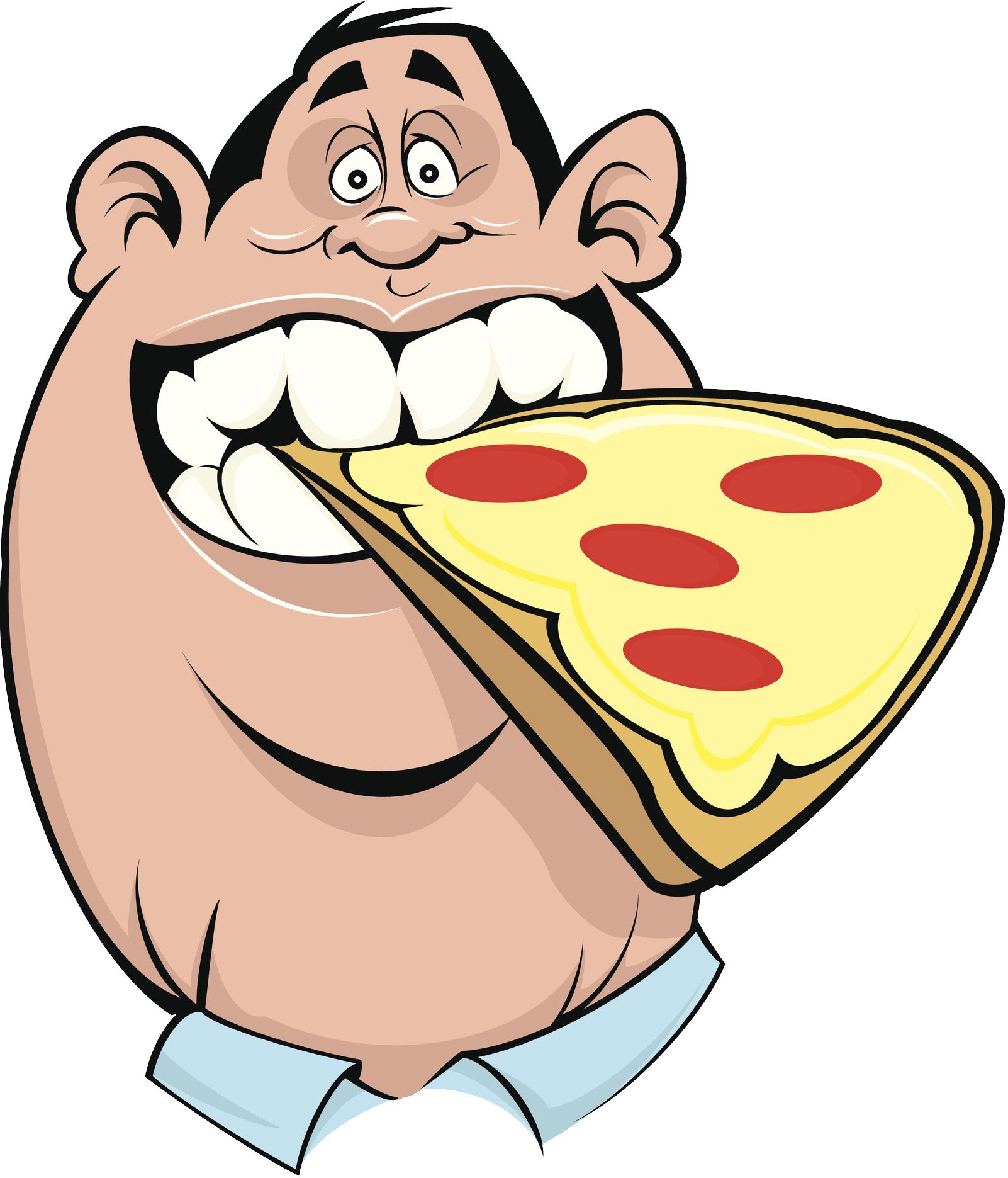 fat guy eating pizza cartoon