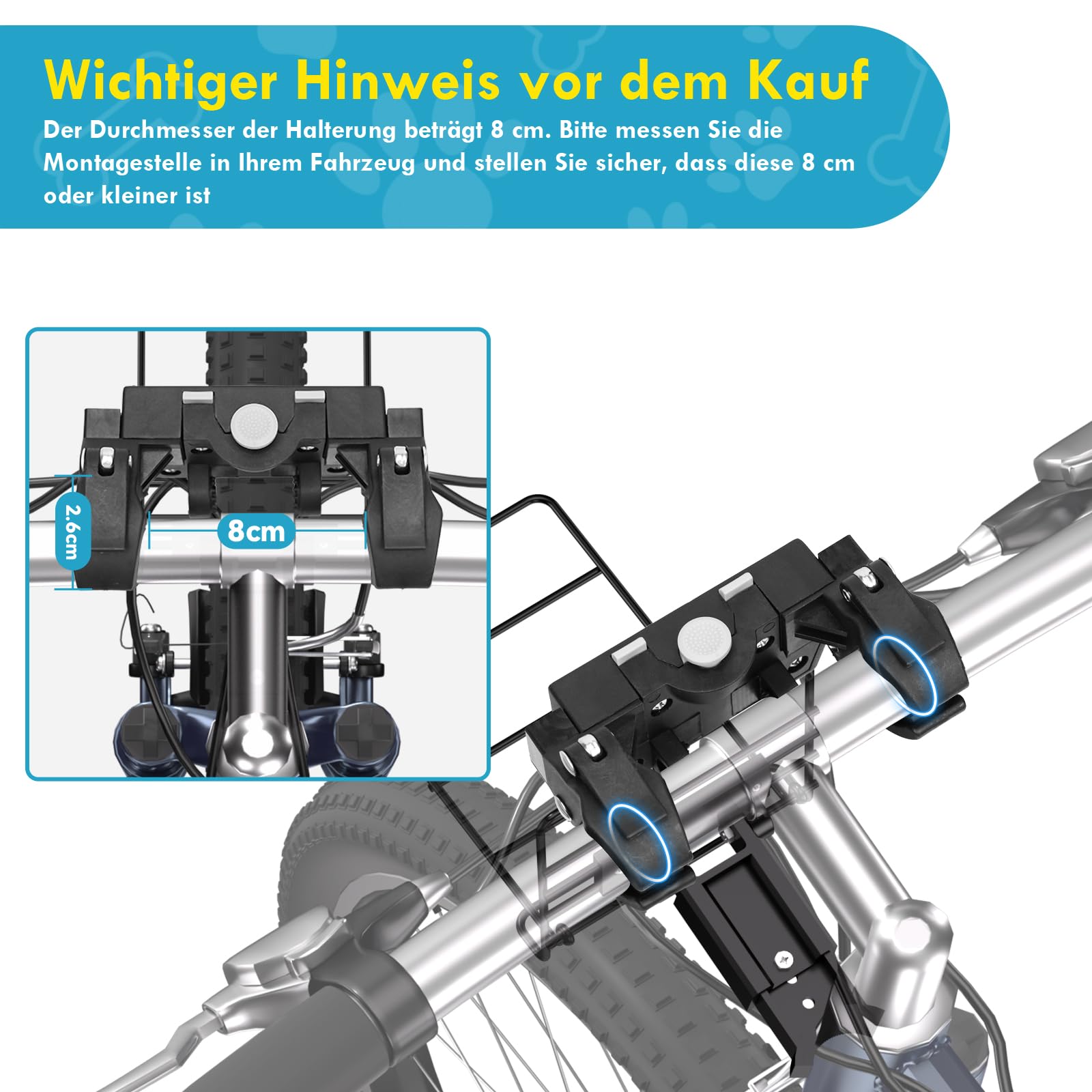 Hundekorb Fahrrad Vorne bis 10KG mit L-förmige Halterung Φ8cm, Faltbarer Hundefahrradkorb 4 in 1 Rucksack Schultertasche Autositz, Bequemes Kissen, Netzfenster-Design, Reflektorstreifen