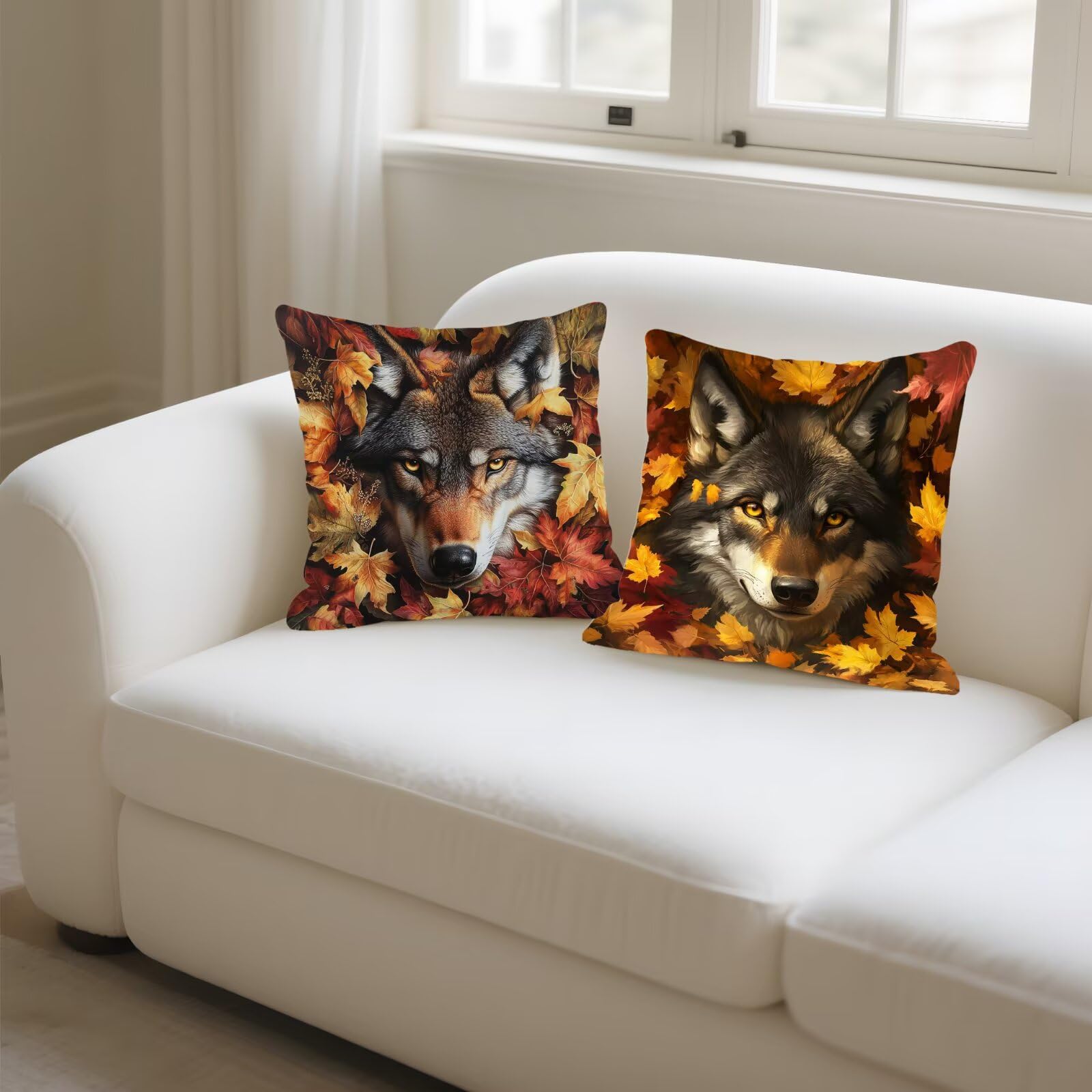 Cojines Sofa Fundas Cojines 40x40cm SúPer Suave Cojin Animal Lobo Juego de 4, Fundas Almohada Impermeable Exterior, Interior Y Exterior Cojin Decorativos, JardíN Sillaterraza Regalos NavideñOs P-107