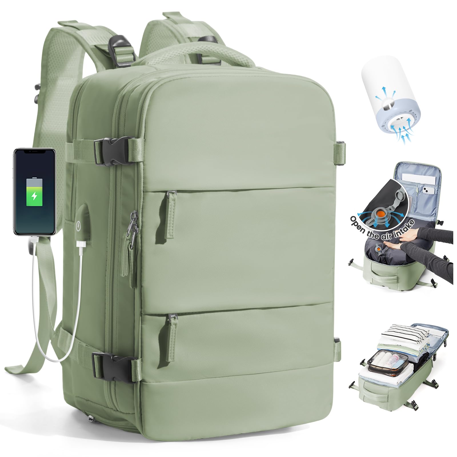 SZLX Zaino Ryanair 40x30x20 Sottovuoto Zaino da Viaggio 40x30x20 Wizzair Donna da escursionismo sportivo impermeabile Zaino Casual Laptop da 14 Pollici con porta di ricarica USB Scomparto per Scarpe