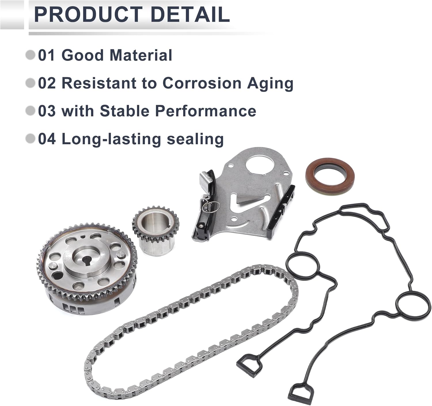 Timing Chain Kit for Chrysler 5.7l V8 Hemi Mds Engine Long-lasting Sealing Tensioner Rail Sprocket Metal,Rubber 1 Set