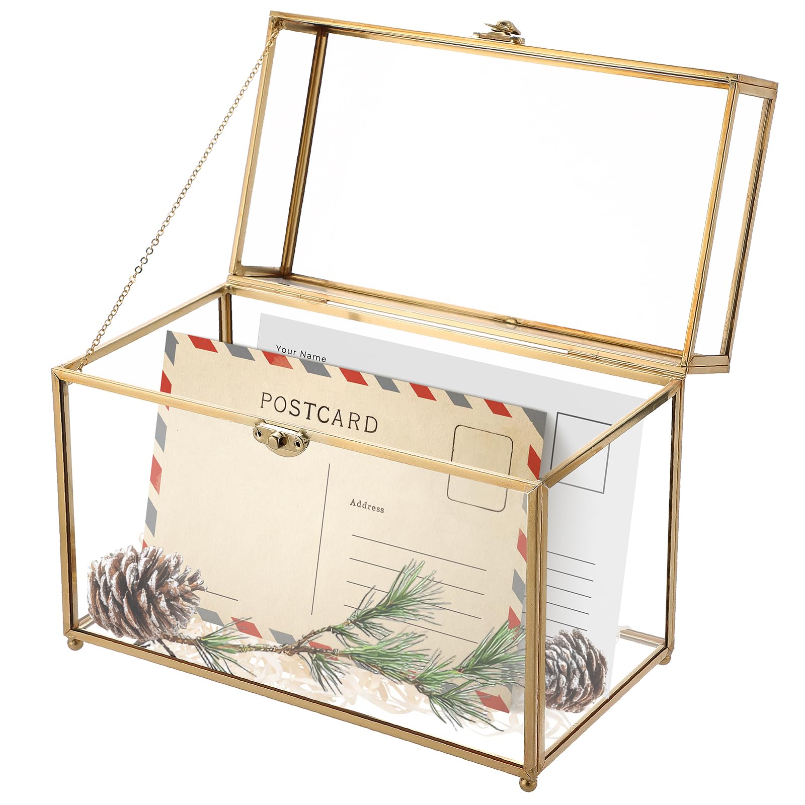 【期限5/31】⑥デコレーションケース Amazon.com: AMGSH Large Capacity Golden Vintage Glass Keepsake Box