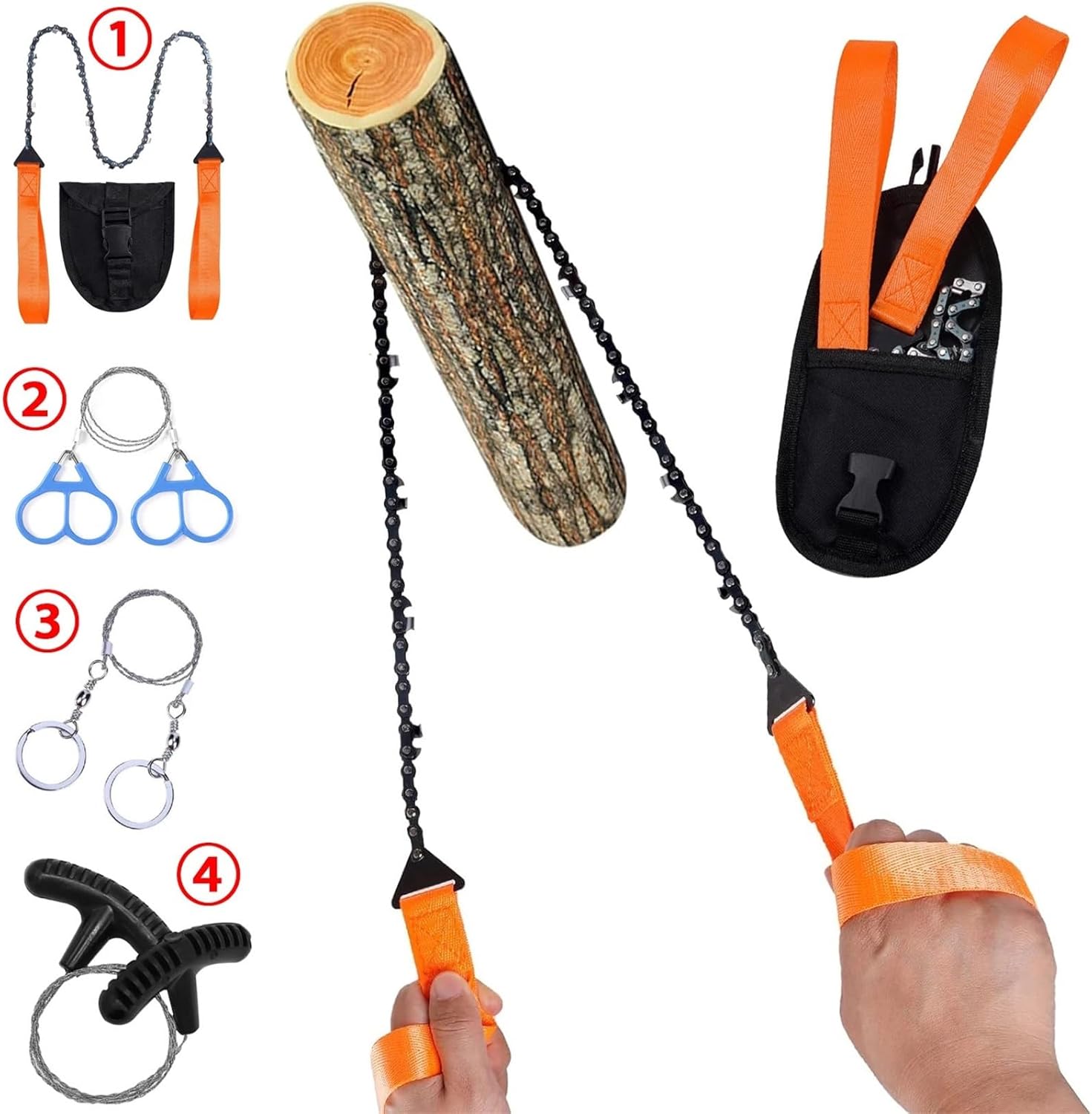 pocket chainsaw 4 Styles Portable Survival Chain Saw Chainsaws Emergency Camping Hiking Tool Pocket Hand Pouch Outdoor EMT IFAK EDC(Color1)