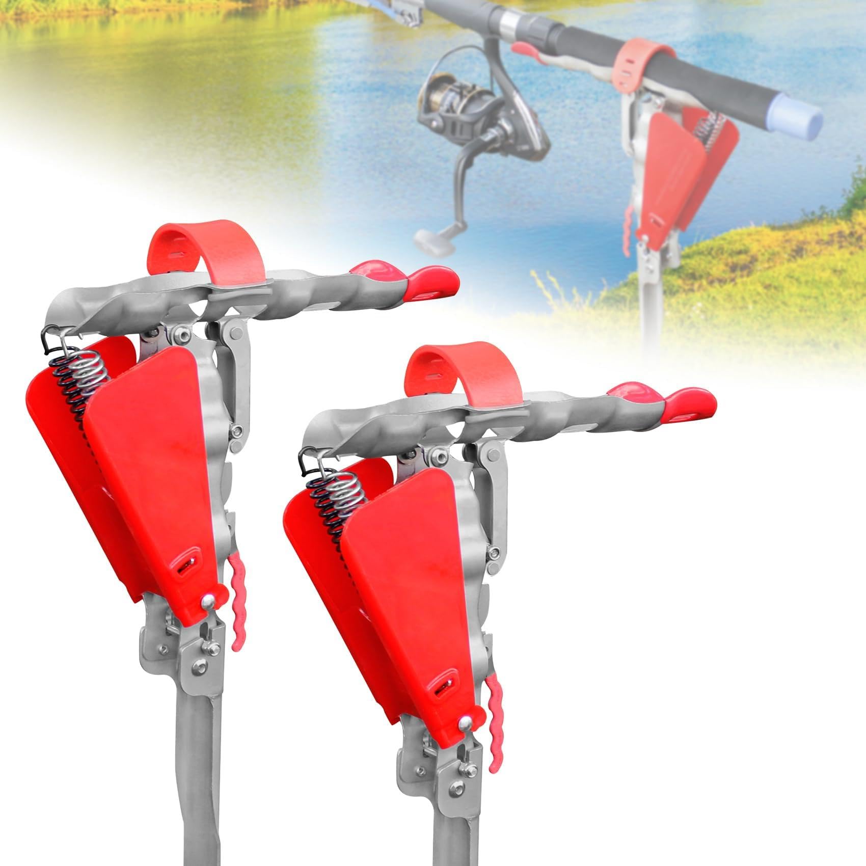 Shackcom Automatic Double Spring Fishing Rod Holder 2 Pack, Stainless Steel