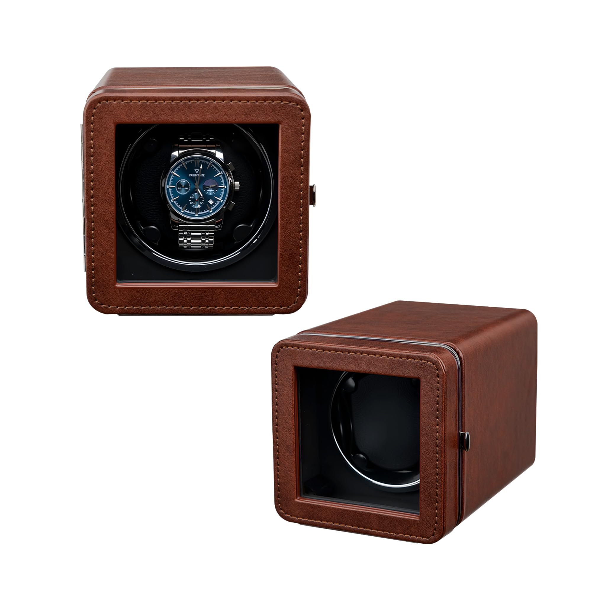 HEG Remontoir de Montre Simple Silencieux Automatique Boîte de Rangement de Montre Cuir PU pour