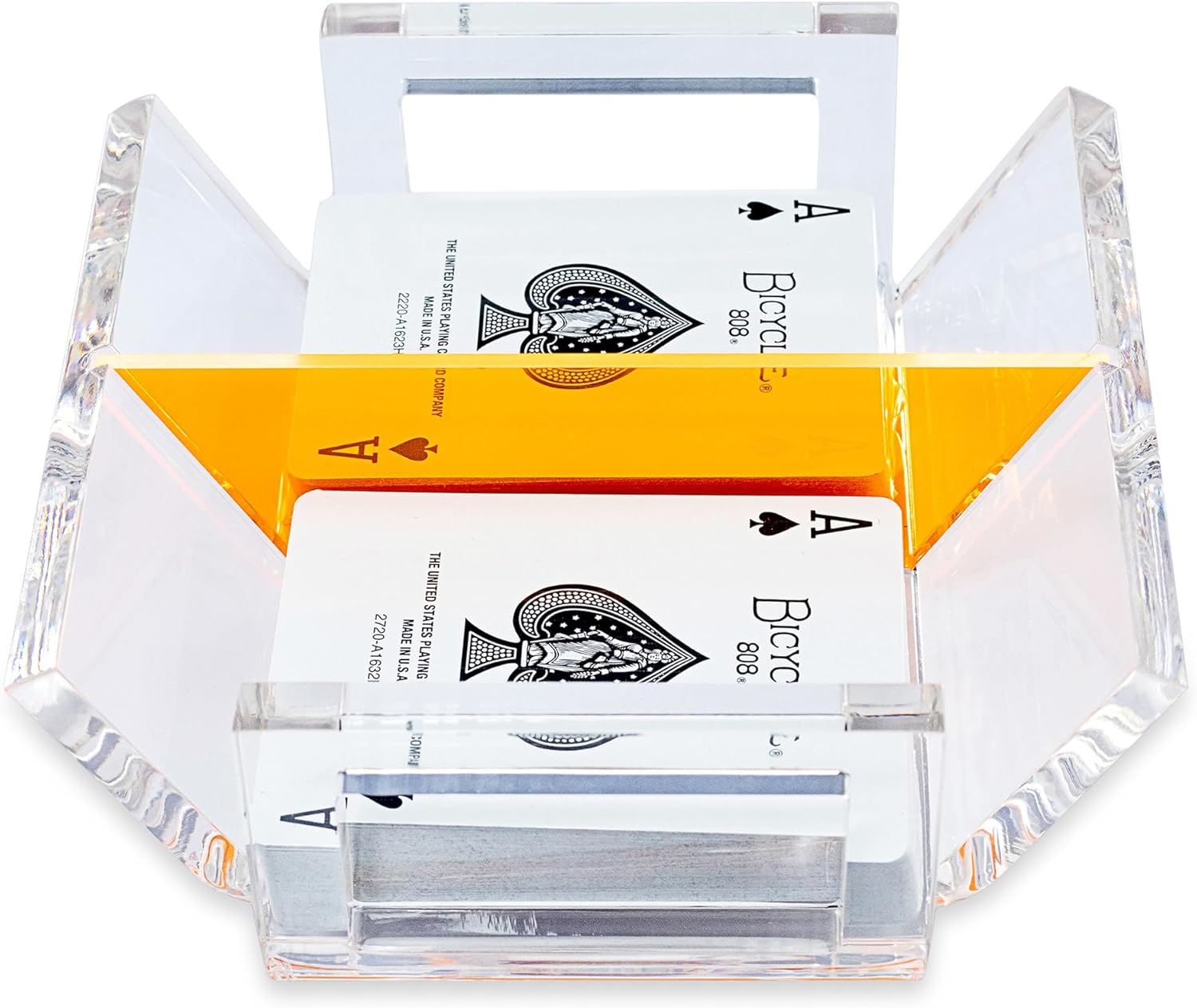 Canaston Canasta Set, Double Sided Open Canasta Tray with Revolving Spinner Base (Neon Orange)