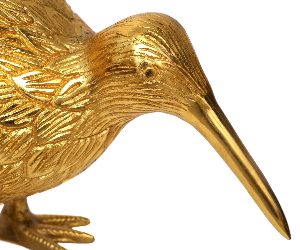 Design Kiwi Tier Deko Figur Vogel Australien Tierfigur Nationalsymbol von Neuseeland Glücksbringer Animal Kiwi Deko Skulptur, Größen Name: 9x9x12cm (HxBxT), Material: Gold